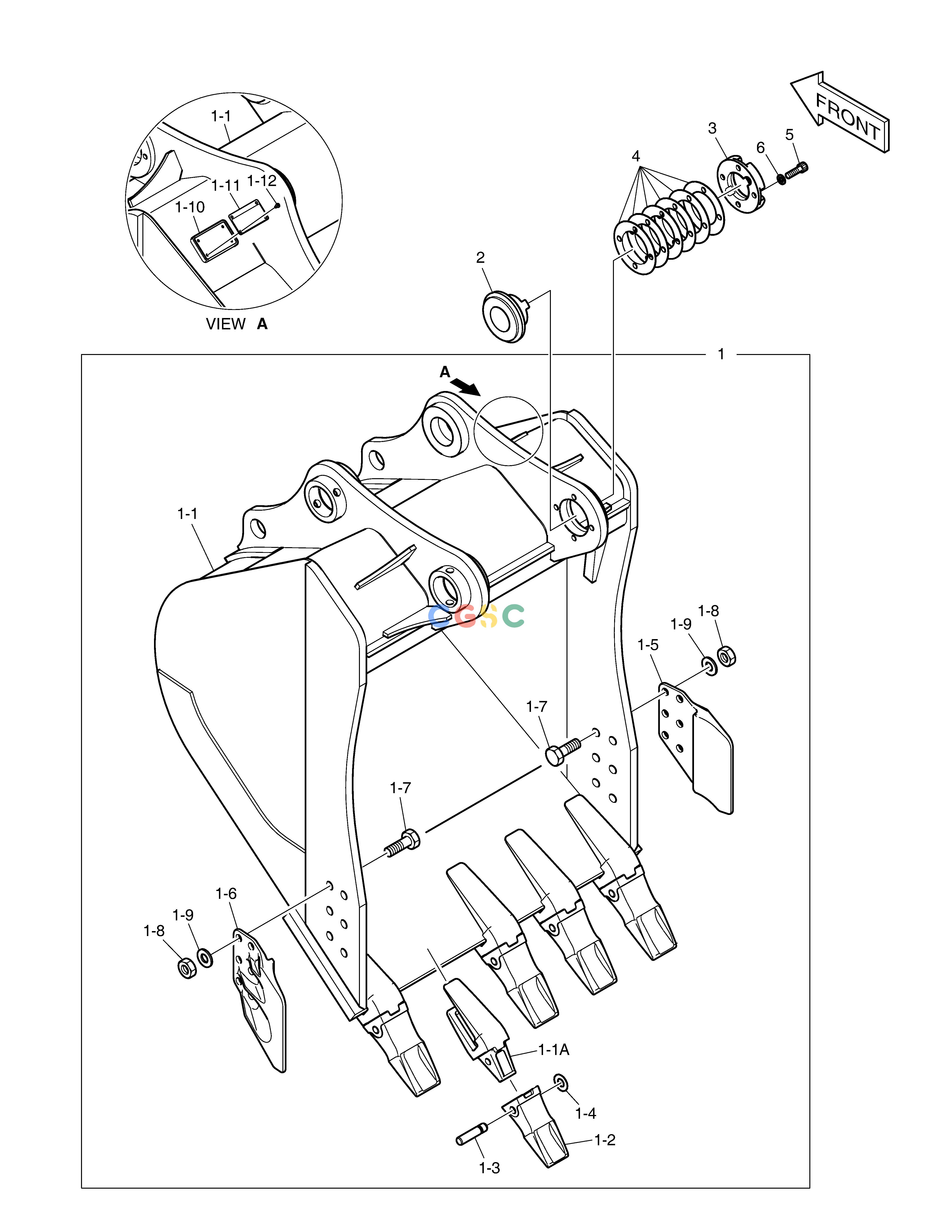 斗山零件查询BUCKET ASS'Y - 1.03m³ DX300LC-5(S/N:1001~1057) Doosan parts catalog online