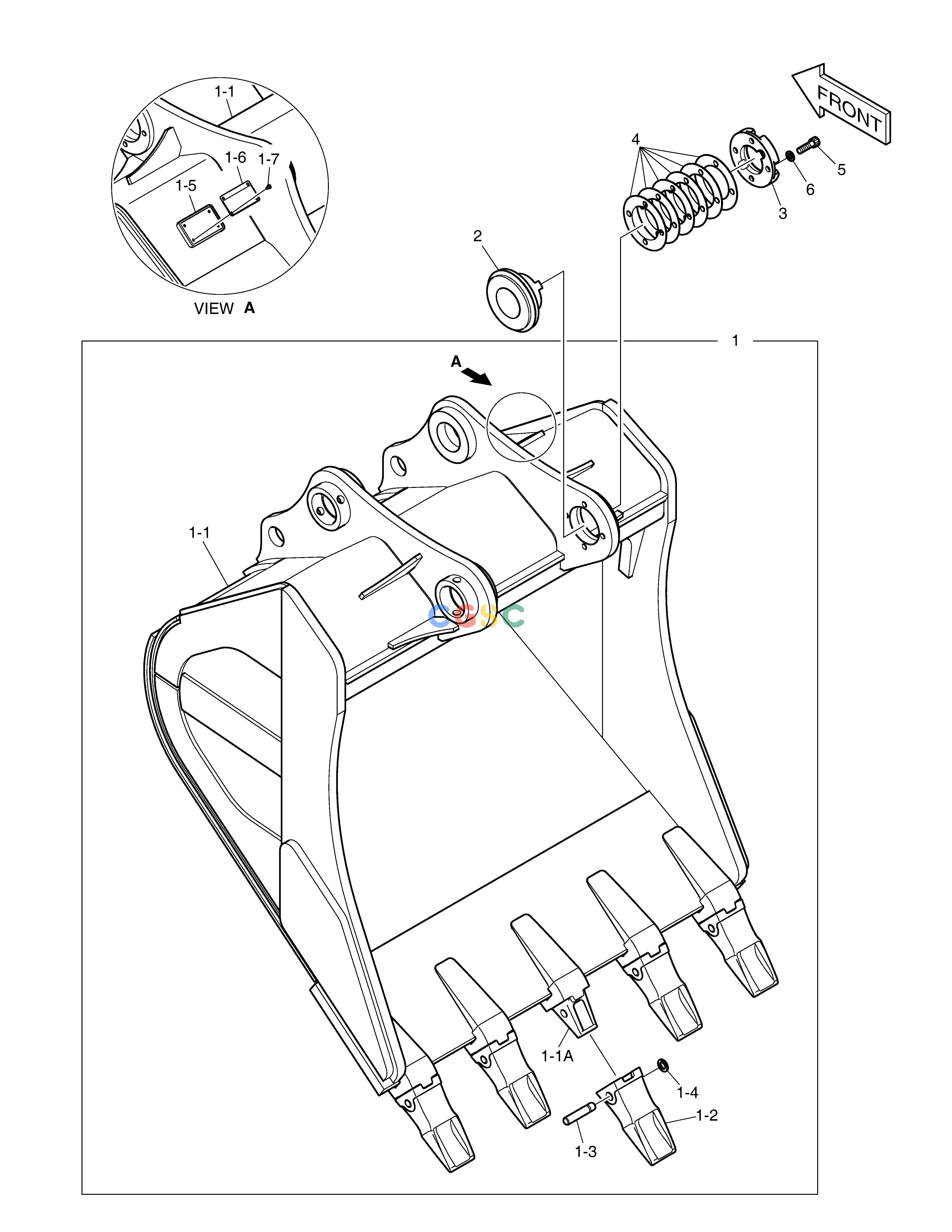 斗山零件查询BUCKET ASS'Y - 1.16m³(ROCK) DX300LC-5(S/N:1001~1057) Doosan parts catalog online