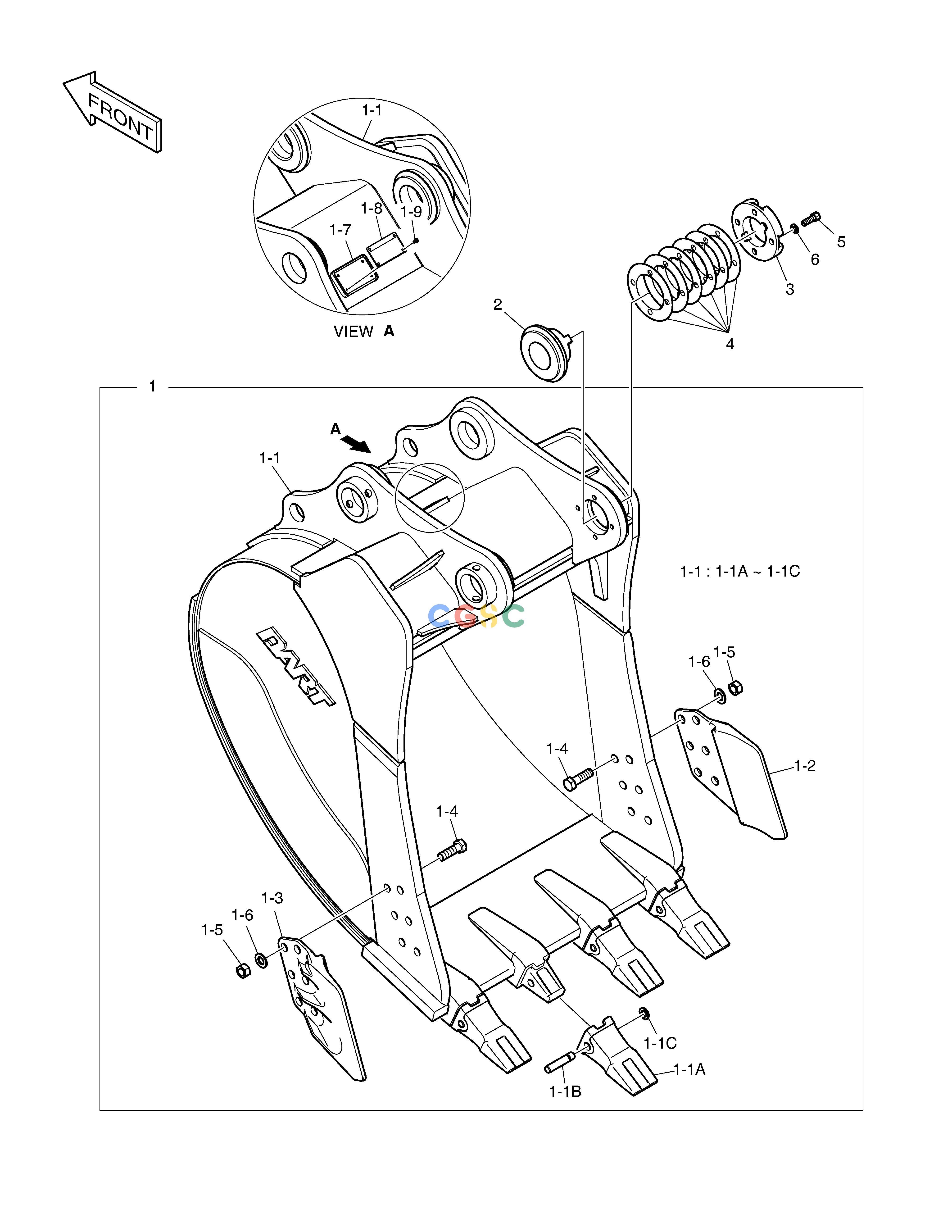 斗山零件查询BUCKET ASS'Y - 1.07m³(42") - H.D DX300LC-5(S/N:1001~1057) Doosan parts catalog online