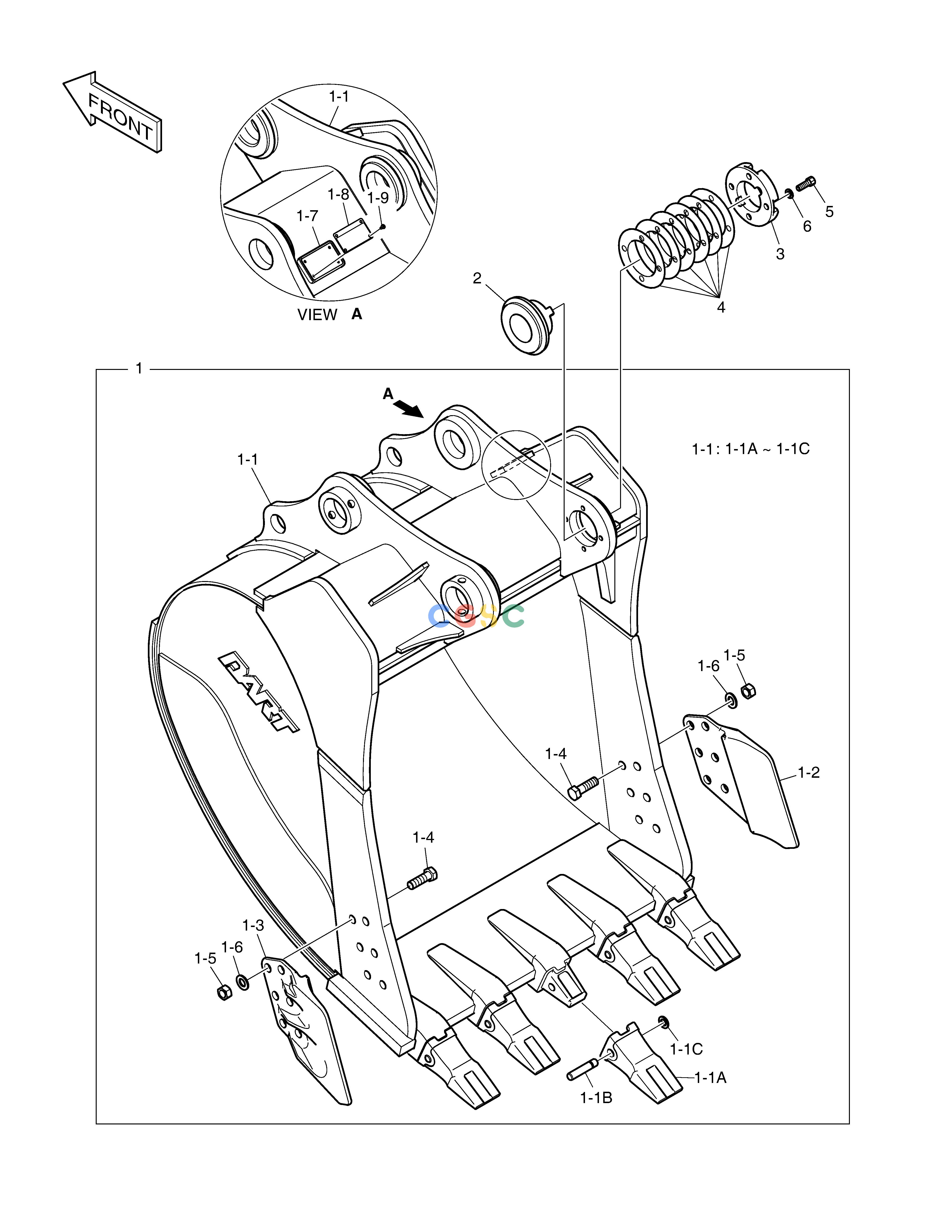 斗山零件查询BUCKET ASS'Y - 1.27m³(48") - H.D DX300LC-5(S/N:1001~1057) Doosan parts catalog online