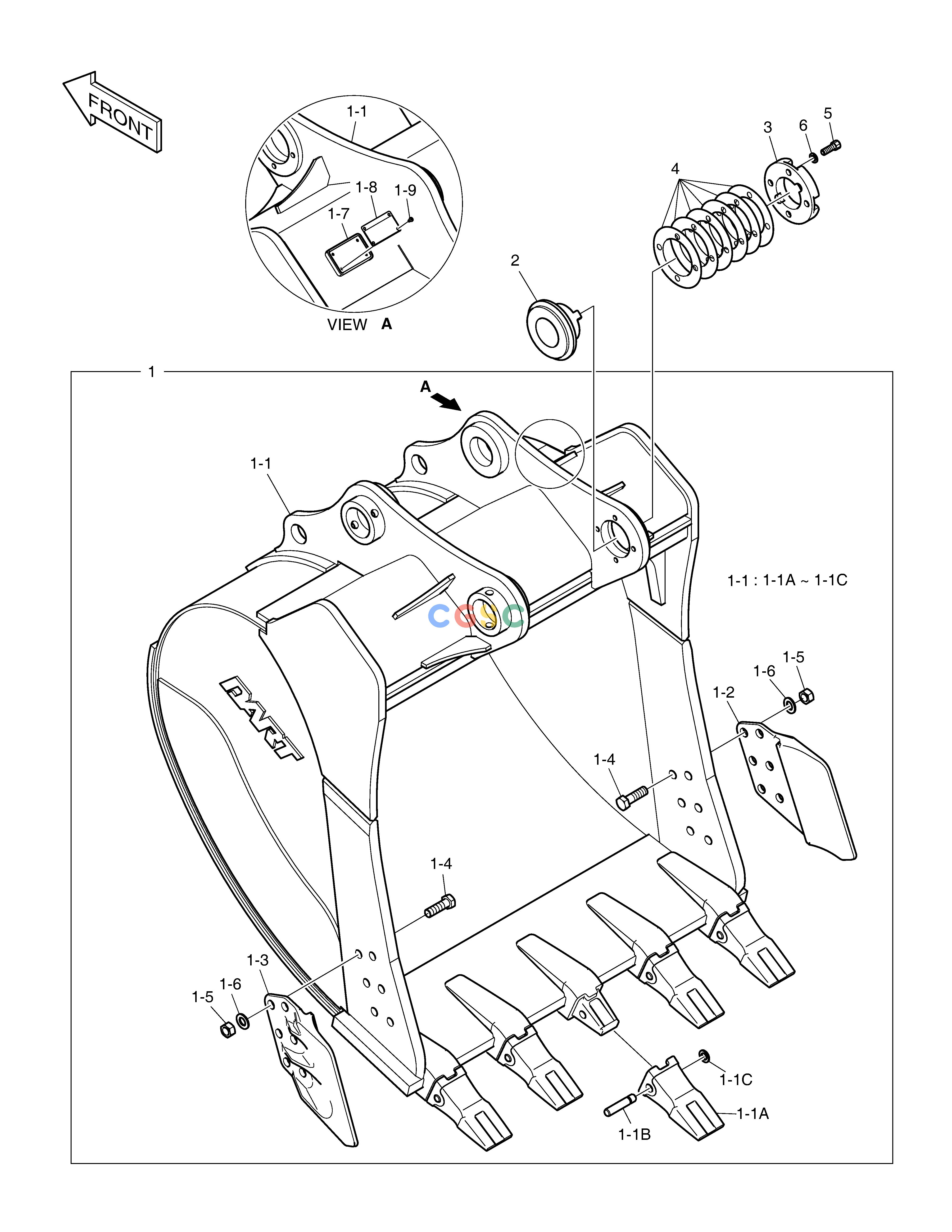 斗山零件查询BUCKET ASS'Y - 1.46m³(54") - H.D DX300LC-5(S/N:1001~1057) Doosan parts catalog online