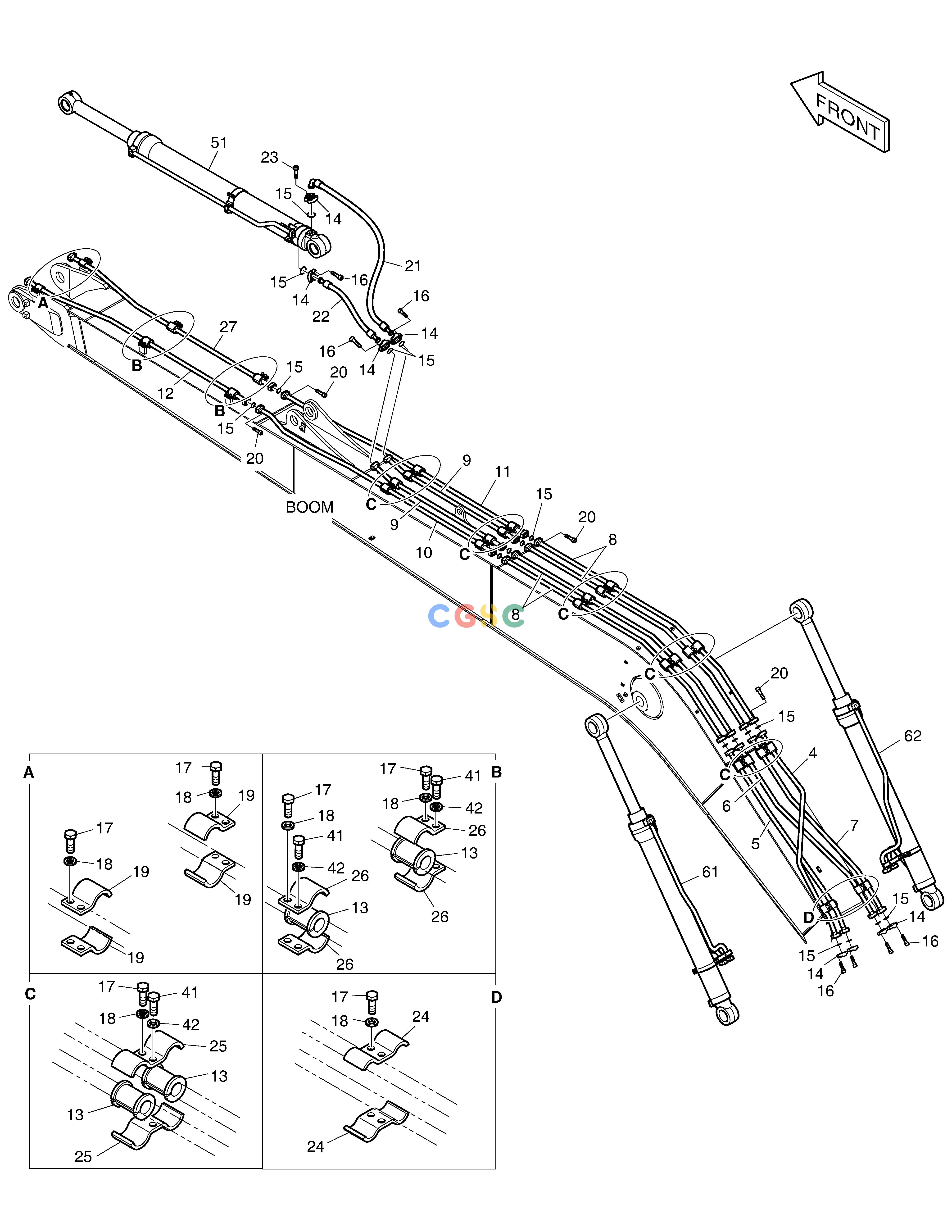 斗山零件查询BOOM PIPING - BOOM 10m DX300LC-5(S/N:1001~1057) Doosan parts catalog online