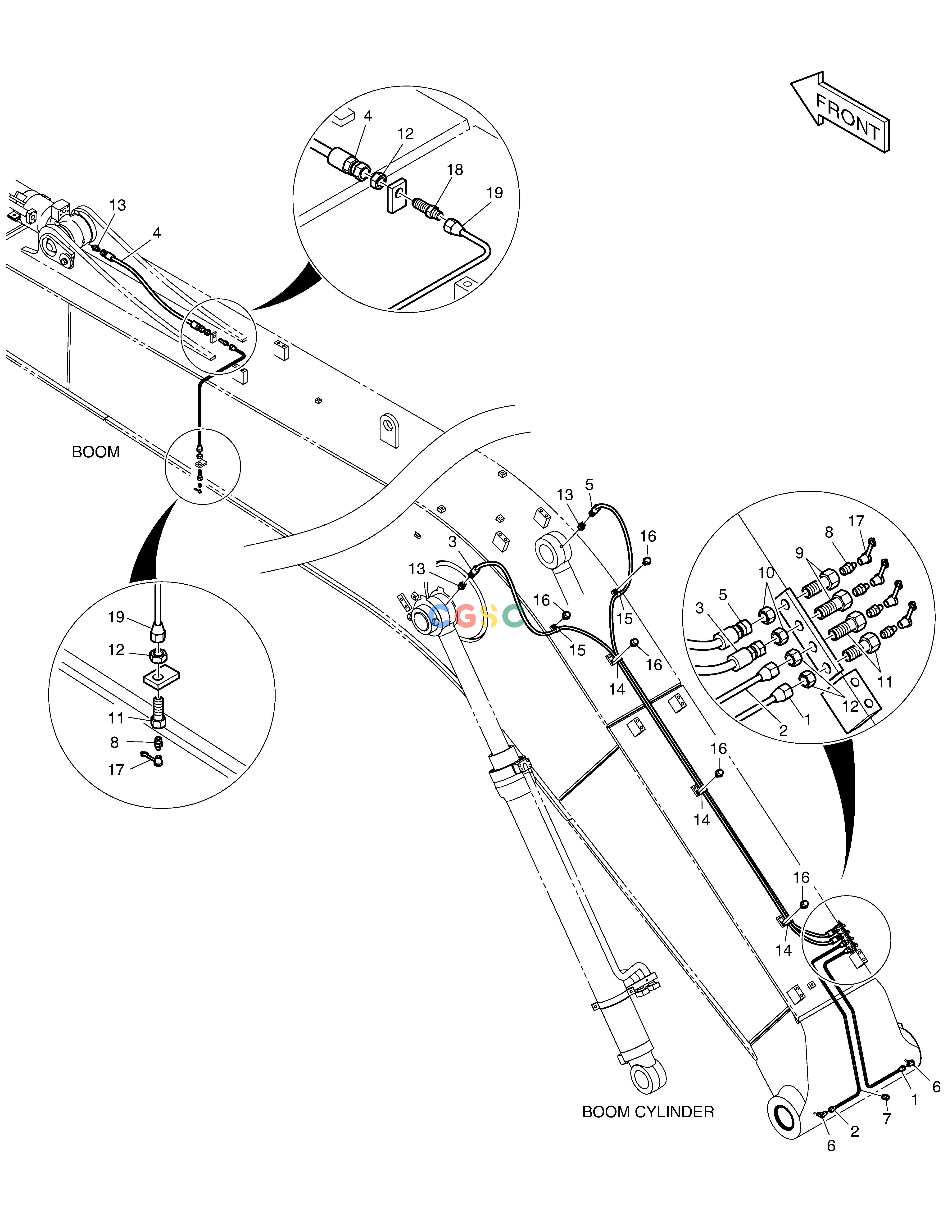斗山零件查询LUBRICATION PIPING - BOOM 10m DX300LC-5(S/N:1001~1057) Doosan parts catalog online