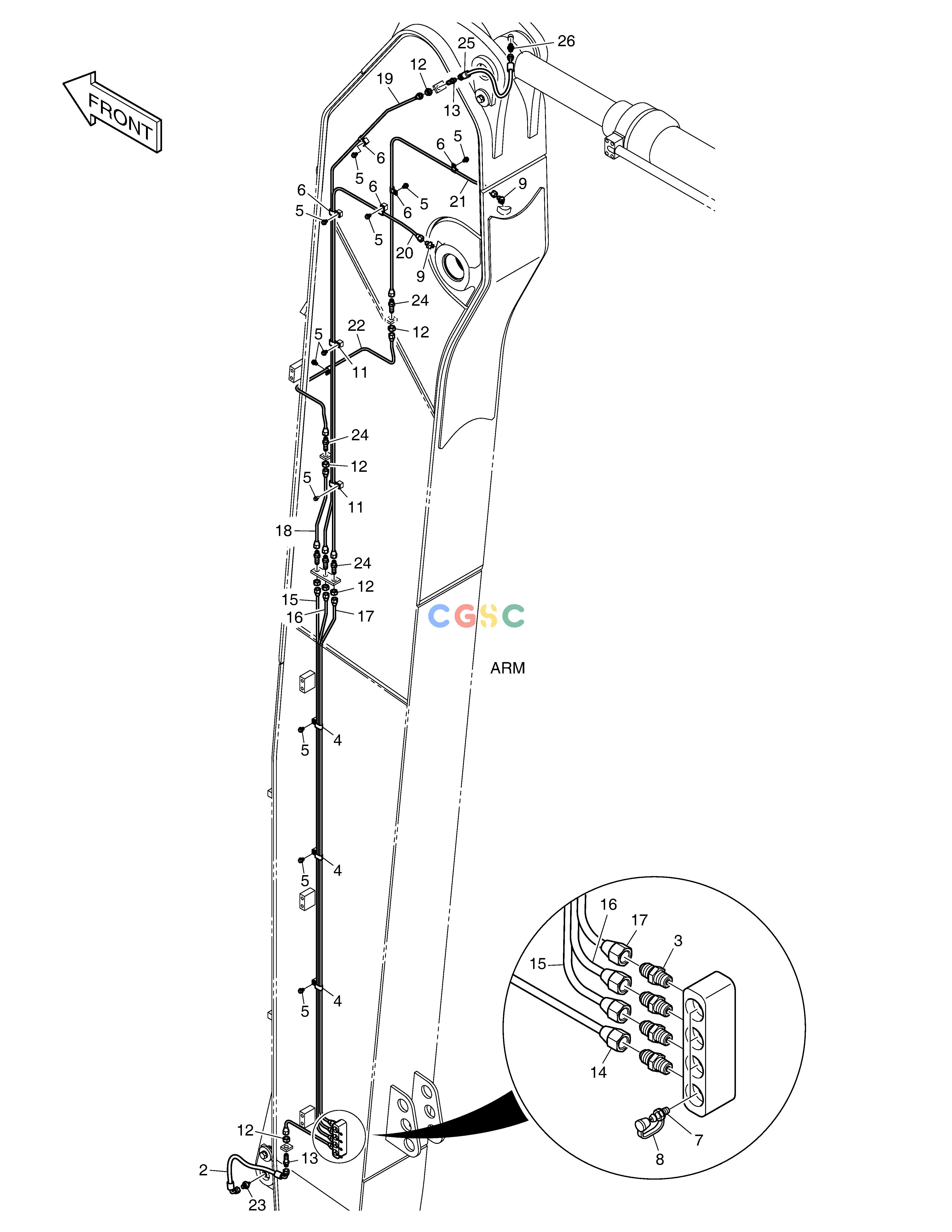 斗山零件查询LUBRICATION PIPING - ARM 7m DX300LC-5(S/N:1001~1057) Doosan parts catalog online
