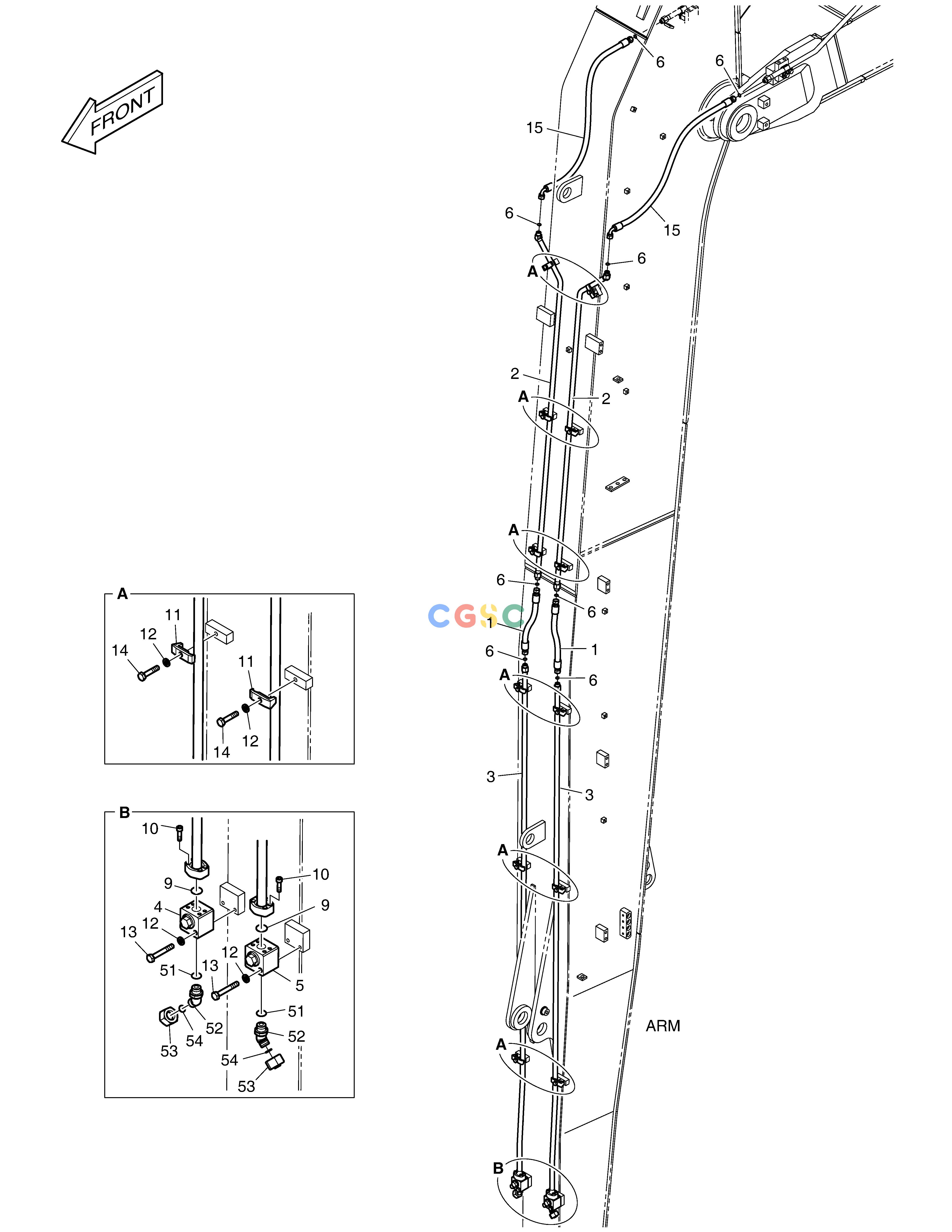 斗山零件查询ARM PIPING - ARM 7m(ROTATING) DX300LC-5(S/N:1001~1057) Doosan parts catalog online