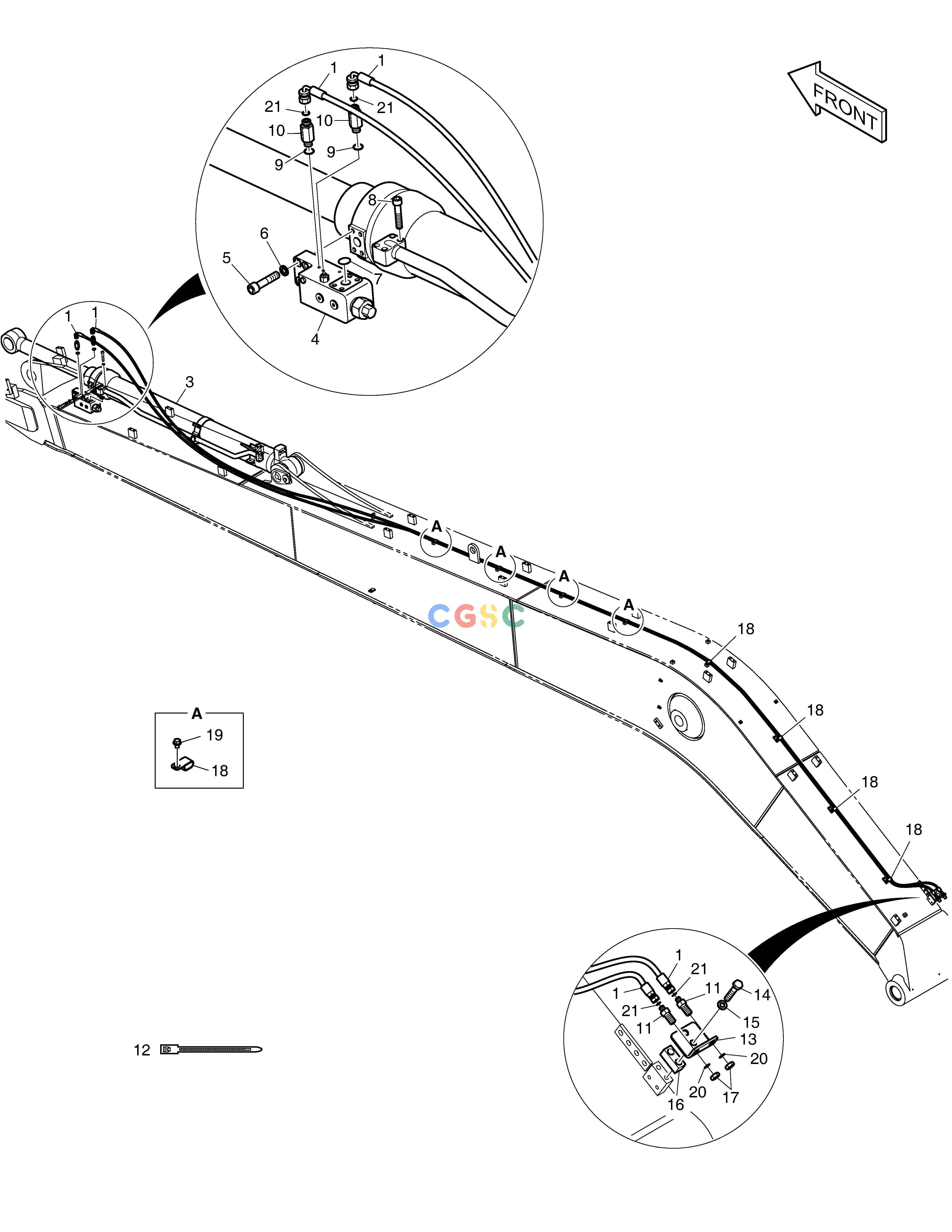 斗山零件查询BOOM PIPING - ARM LOCK VALVE DX300LC-5(S/N:1001~1057) Doosan parts catalog online