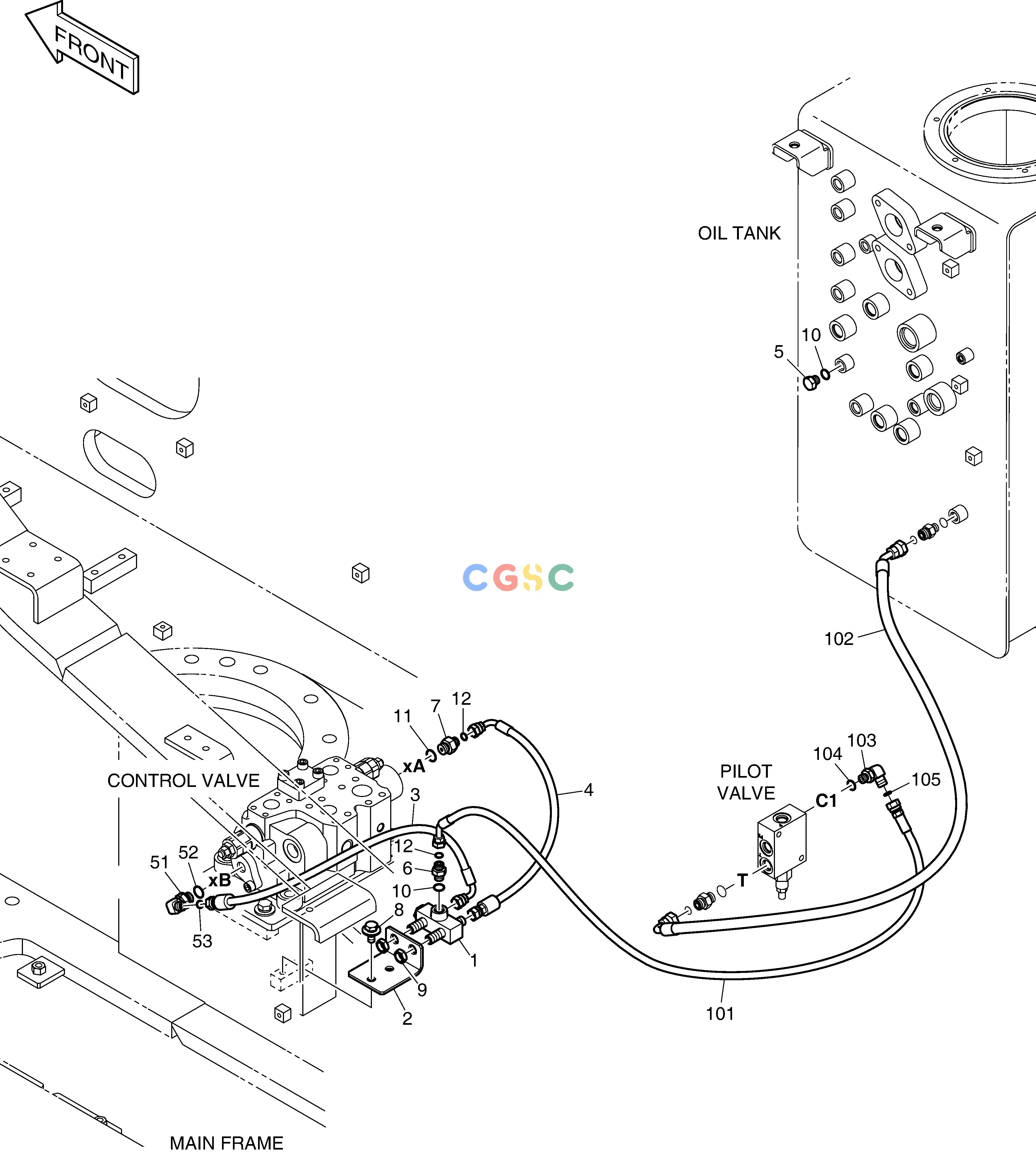 斗山零件查询PILOT PIPING(1) - ARTI. BOOM DX300LC-5(S/N:1001~1057) Doosan parts catalog online