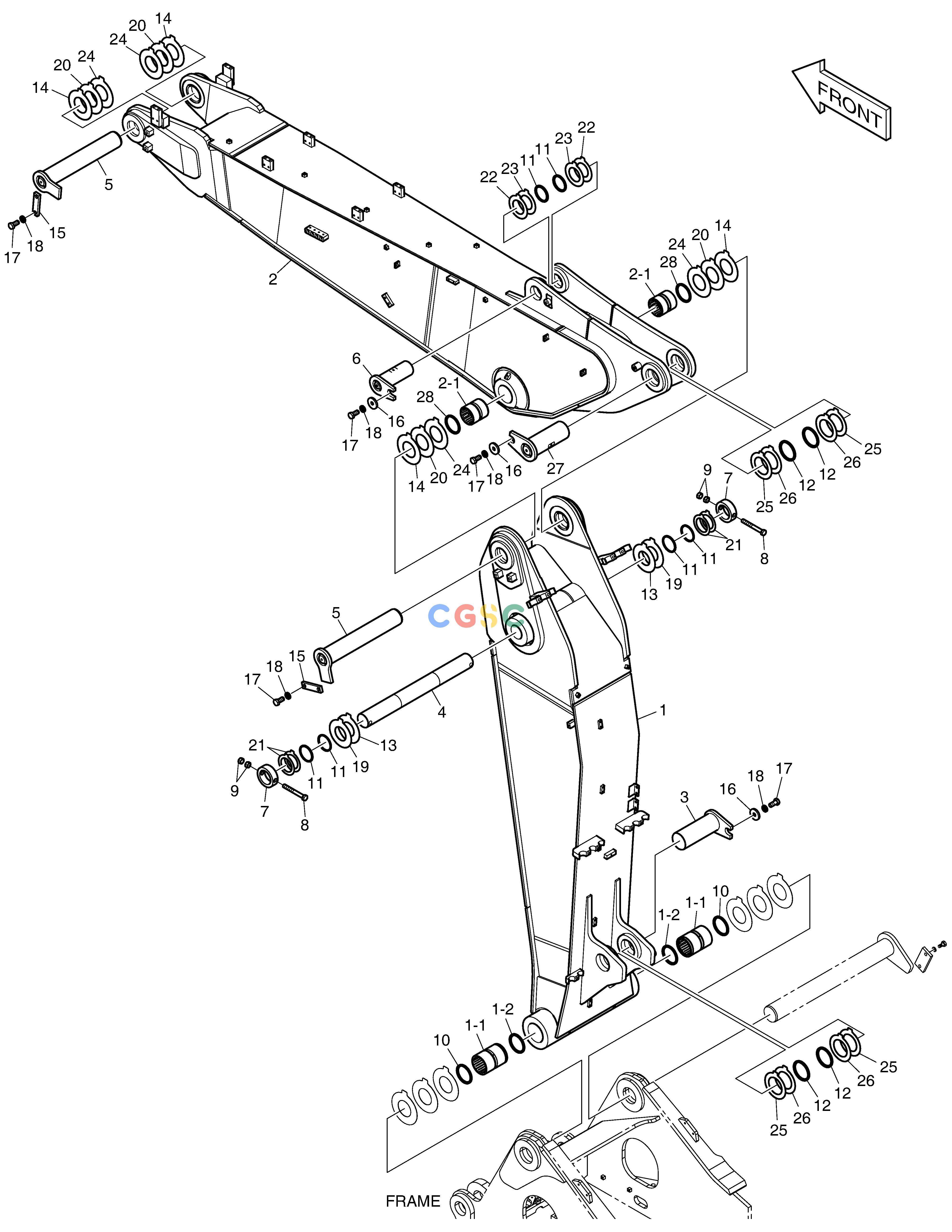 斗山零件查询ARTI. BOOM DX300LC-5(S/N:1001~1057) Doosan parts catalog online