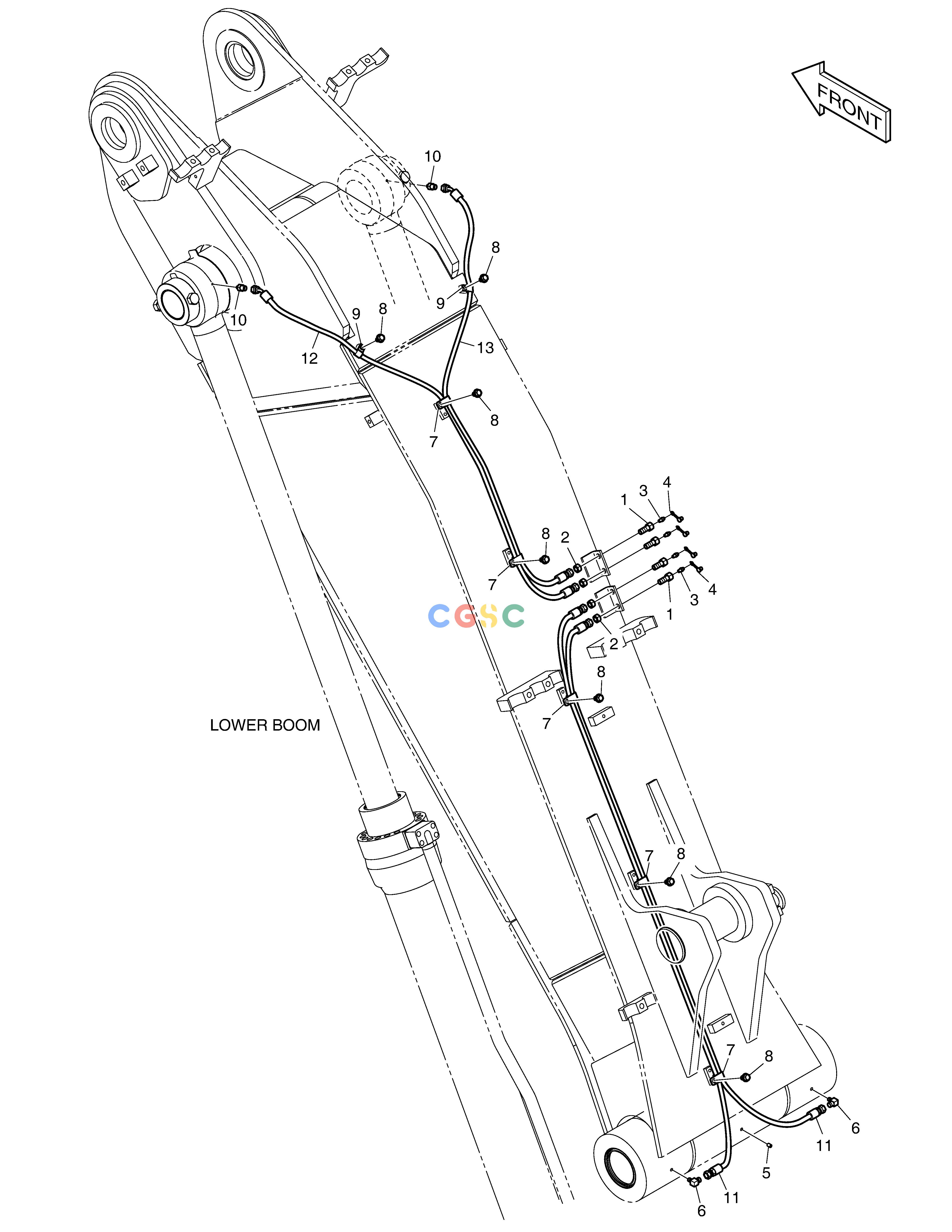 斗山零件查询LUBRICATION PIPING - LOWER BOOM DX300LC-5(S/N:1001~1057) Doosan parts catalog online