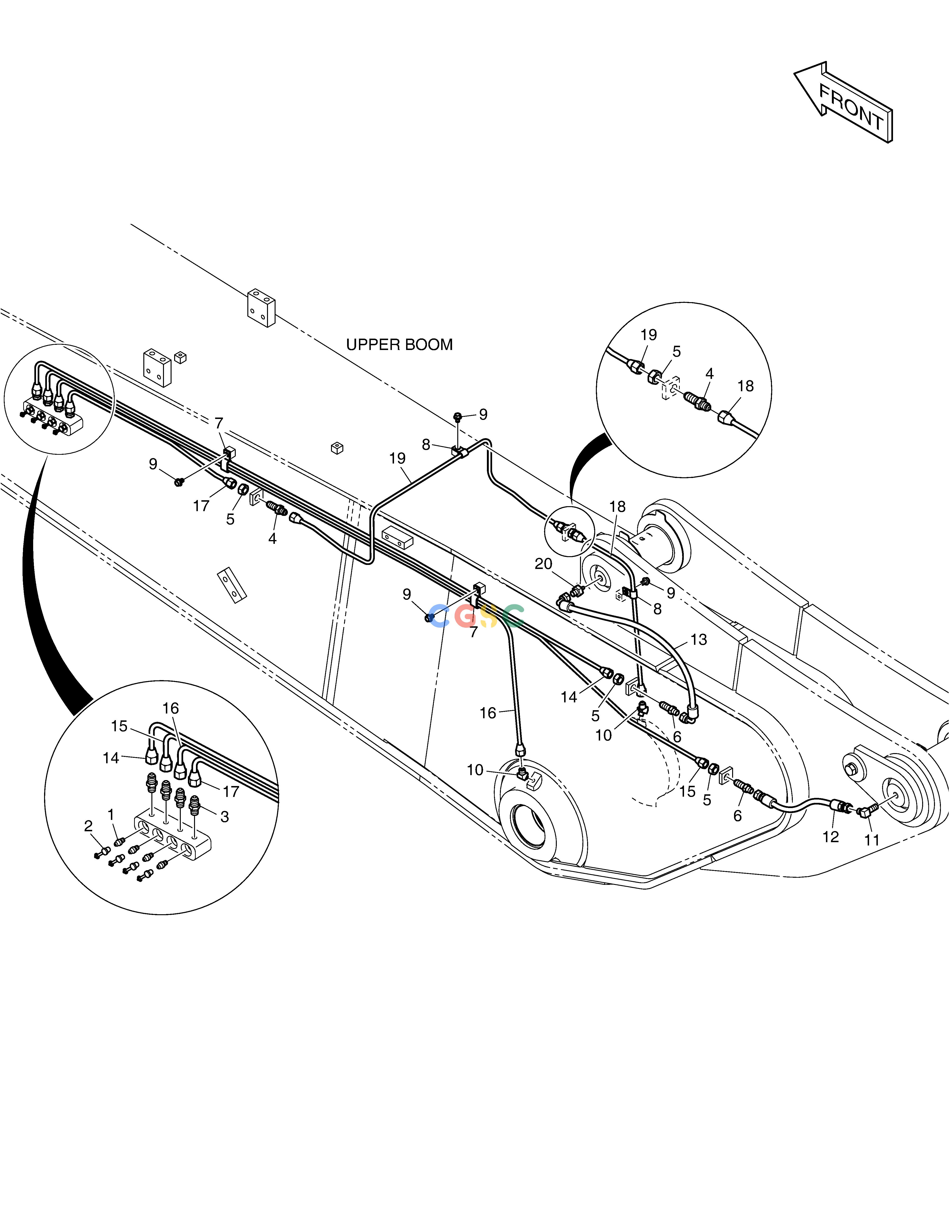 斗山零件查询LUBRICATION PIPING - UPPER BOOM DX300LC-5(S/N:1001~1057) Doosan parts catalog online