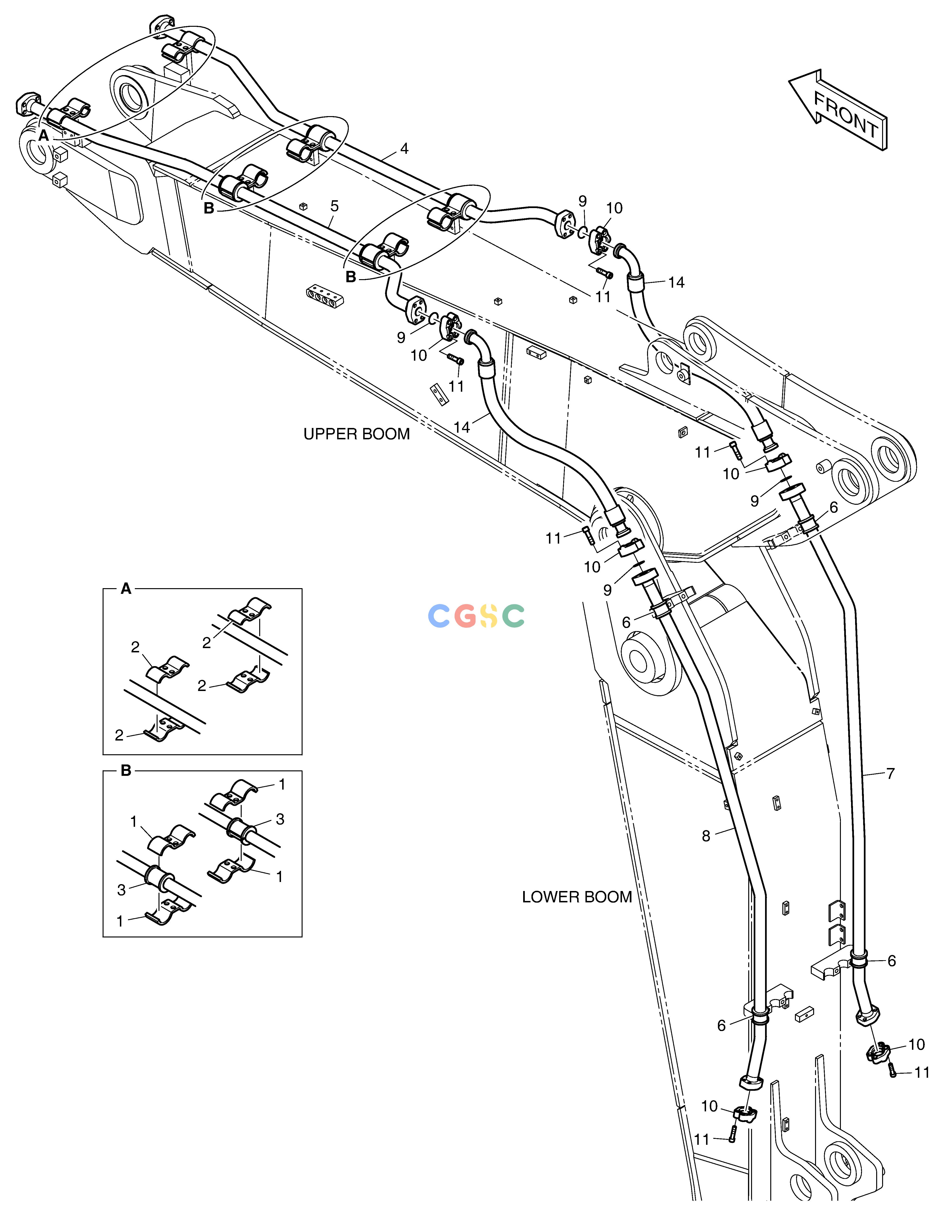 斗山零件查询ARTI. BOOM PIPING - ONE & TWO WAY DX300LC-5(S/N:1001~1057) Doosan parts catalog online