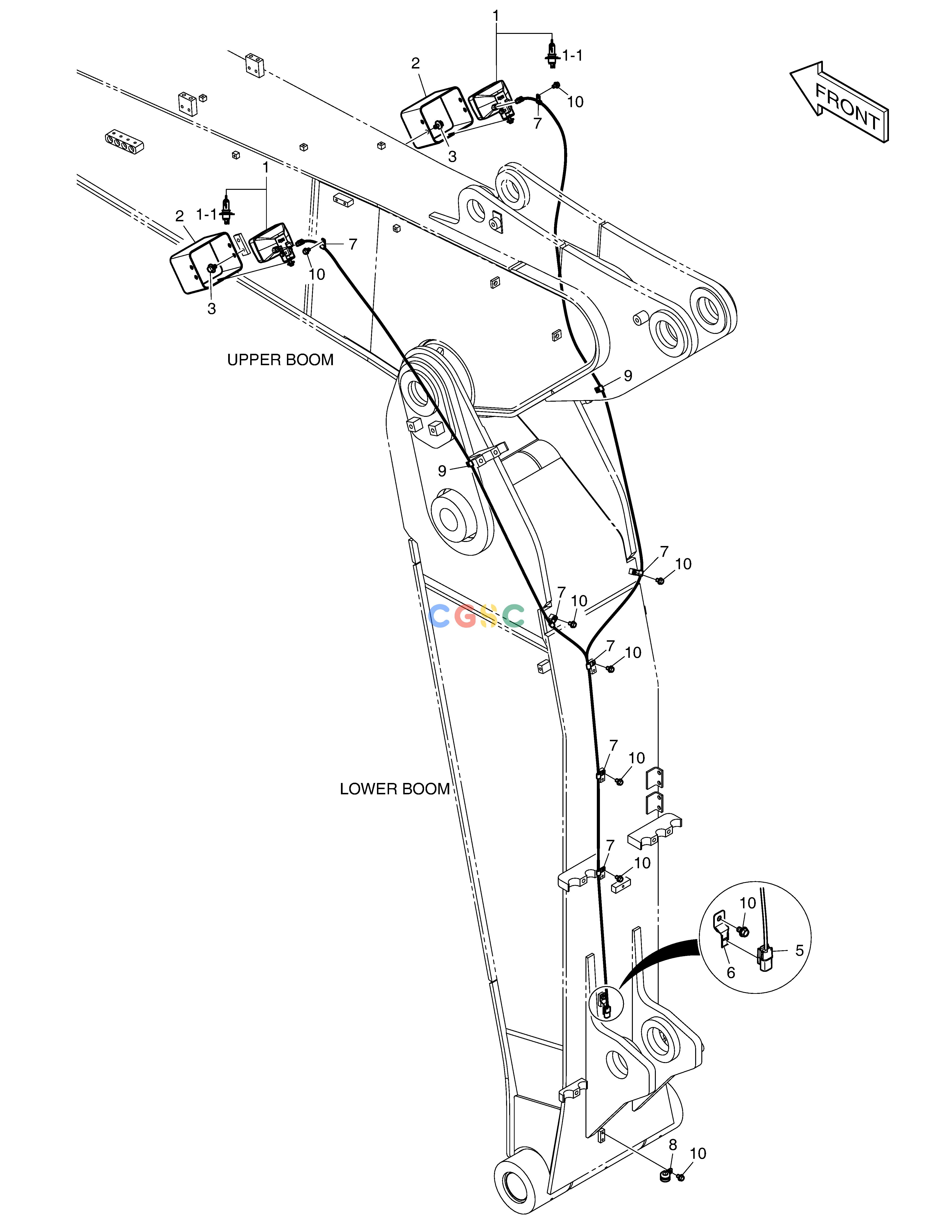 斗山零件查询WORKING LAMP - ARTI. BOOM DX300LC-5(S/N:1001~1057) Doosan parts catalog online