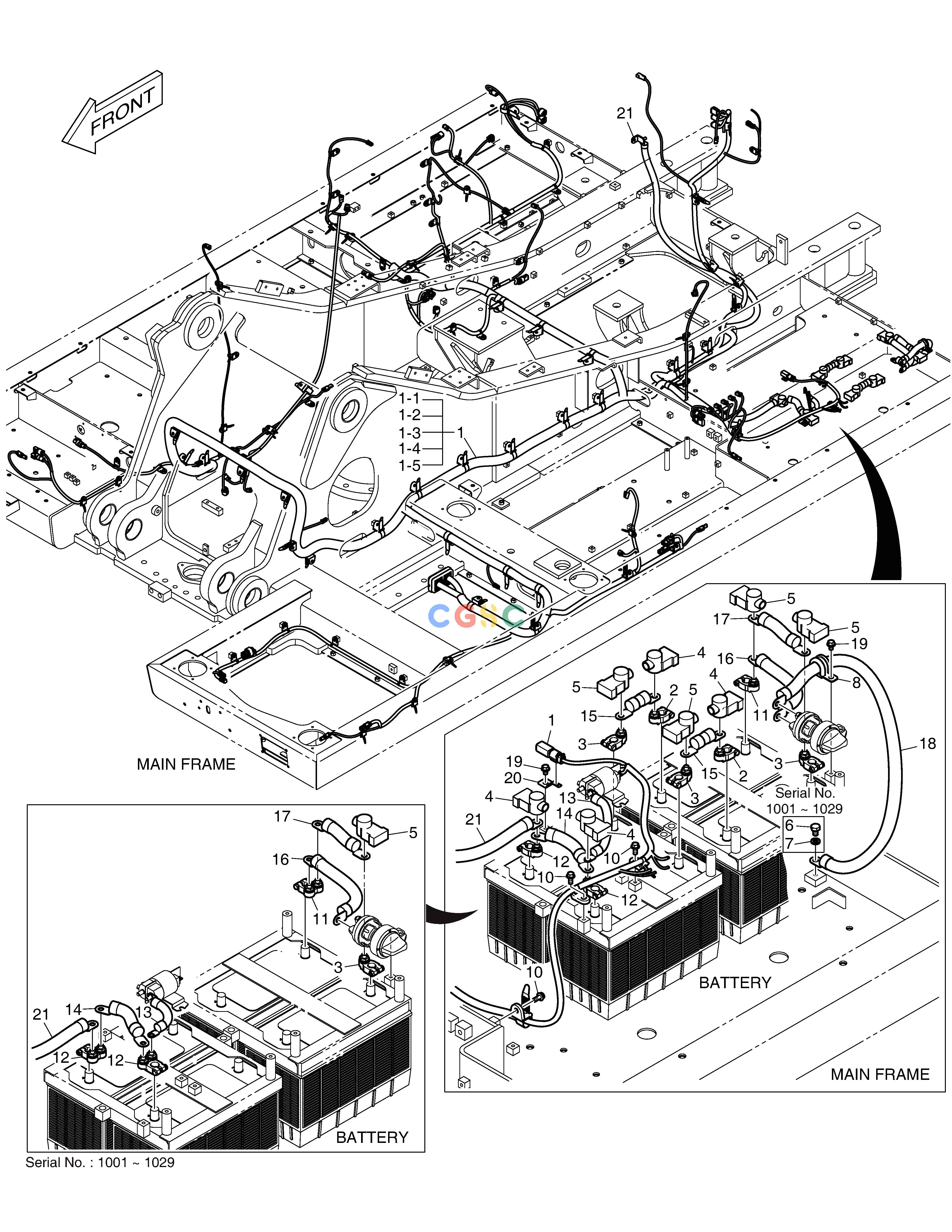 斗山零件查询ELECTRIC WIRING(1500CCA) DX300LC-5(S/N:1001~1057) Doosan parts catalog online
