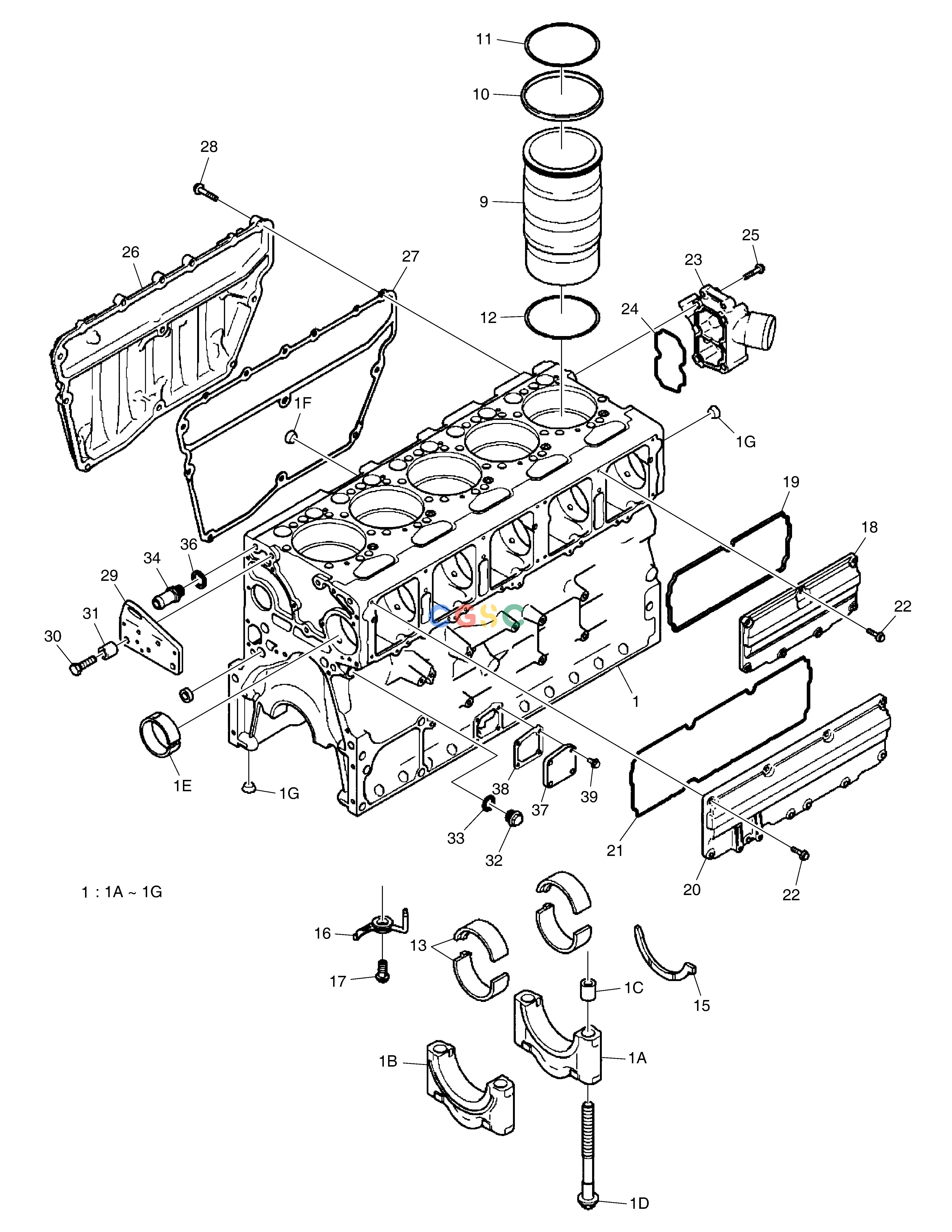 斗山零件查询CYLINDER BLOCK DX340LC-5 / DX350LC-5(S/N:10001~10049) Doosan parts catalog online