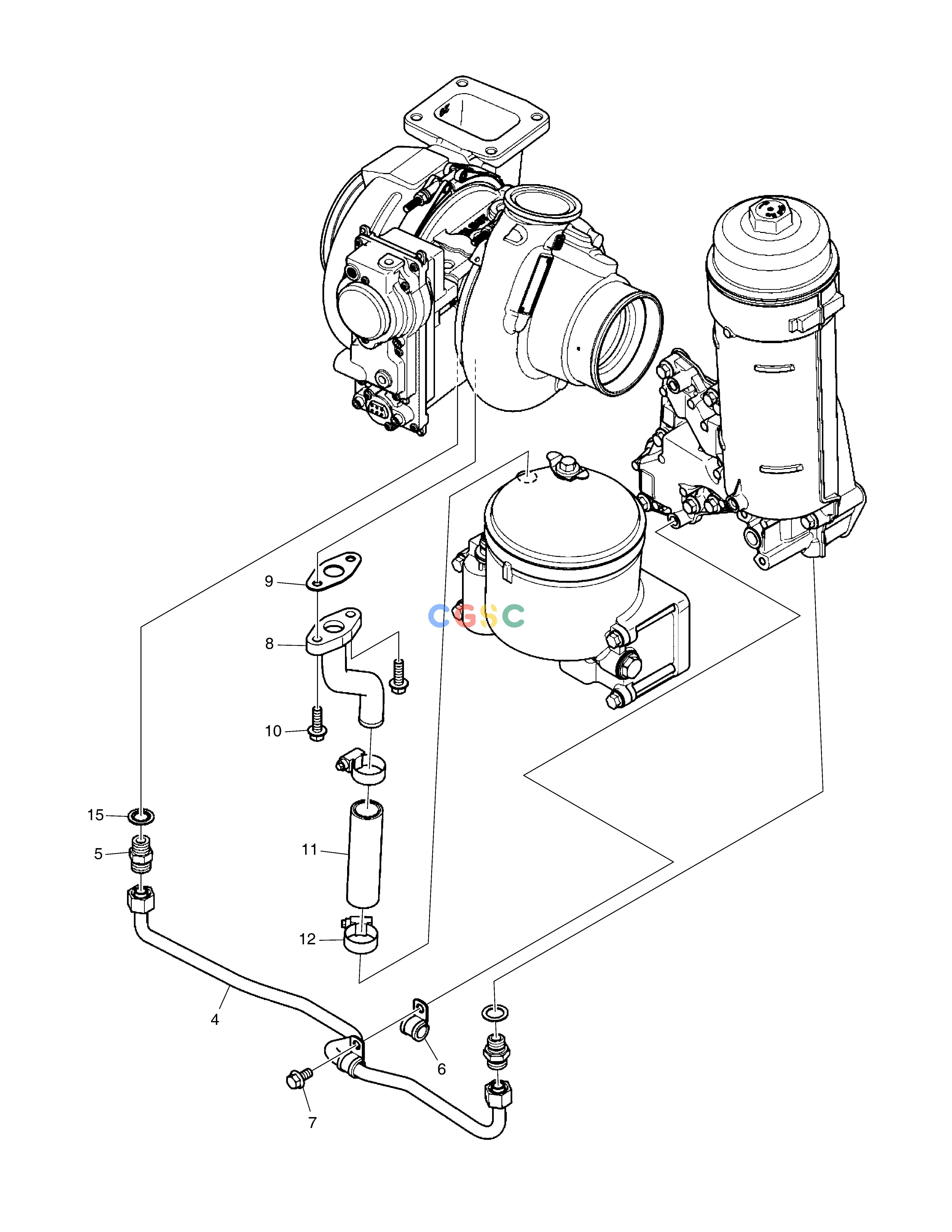 斗山零件查询TURBO CHARGER PLUMBING DX340LC-5 / DX350LC-5(S/N:10001~10049) Doosan parts catalog online