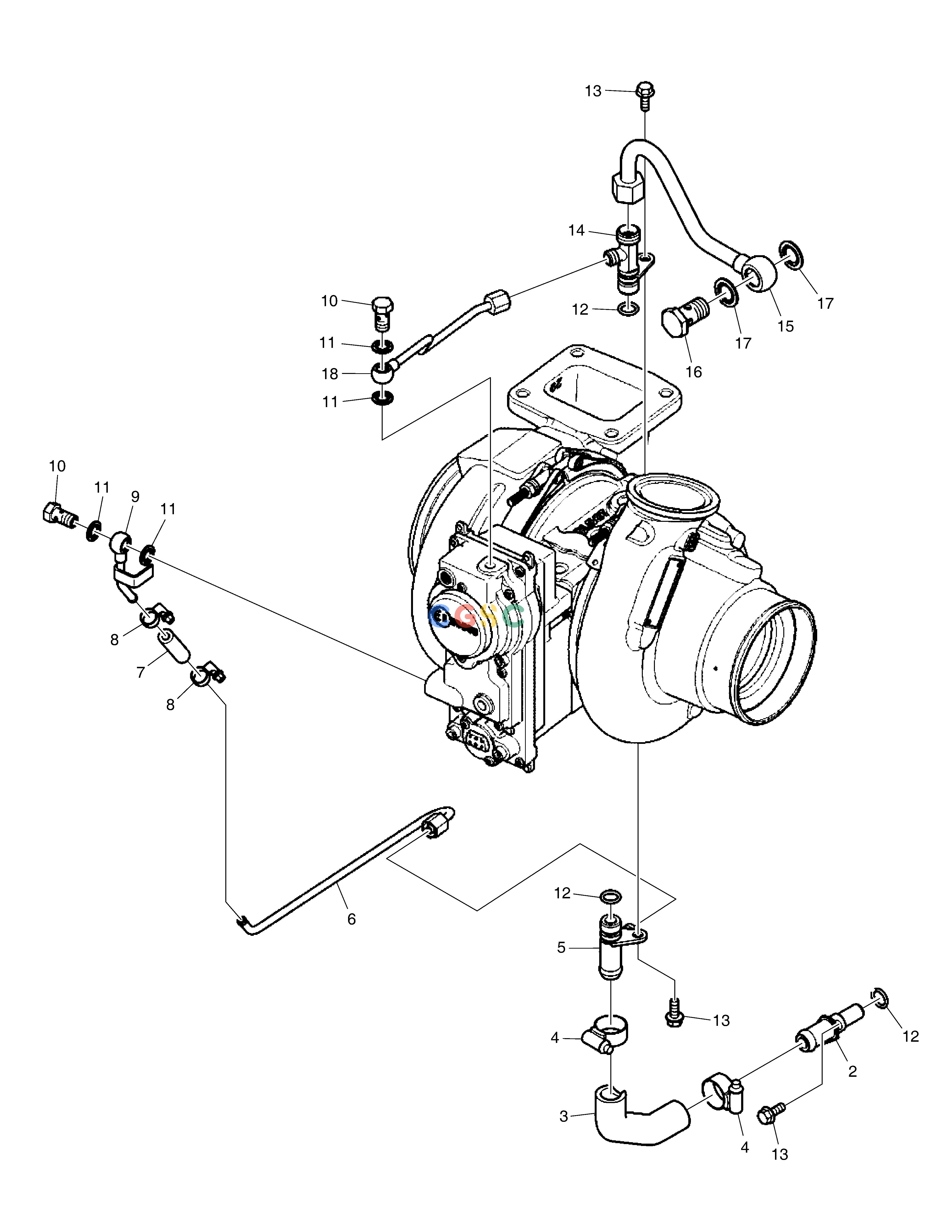 斗山零件查询TURBO CHARGER COOLANT PIPE DX340LC-5 / DX350LC-5(S/N:10001~10049) Doosan parts catalog online