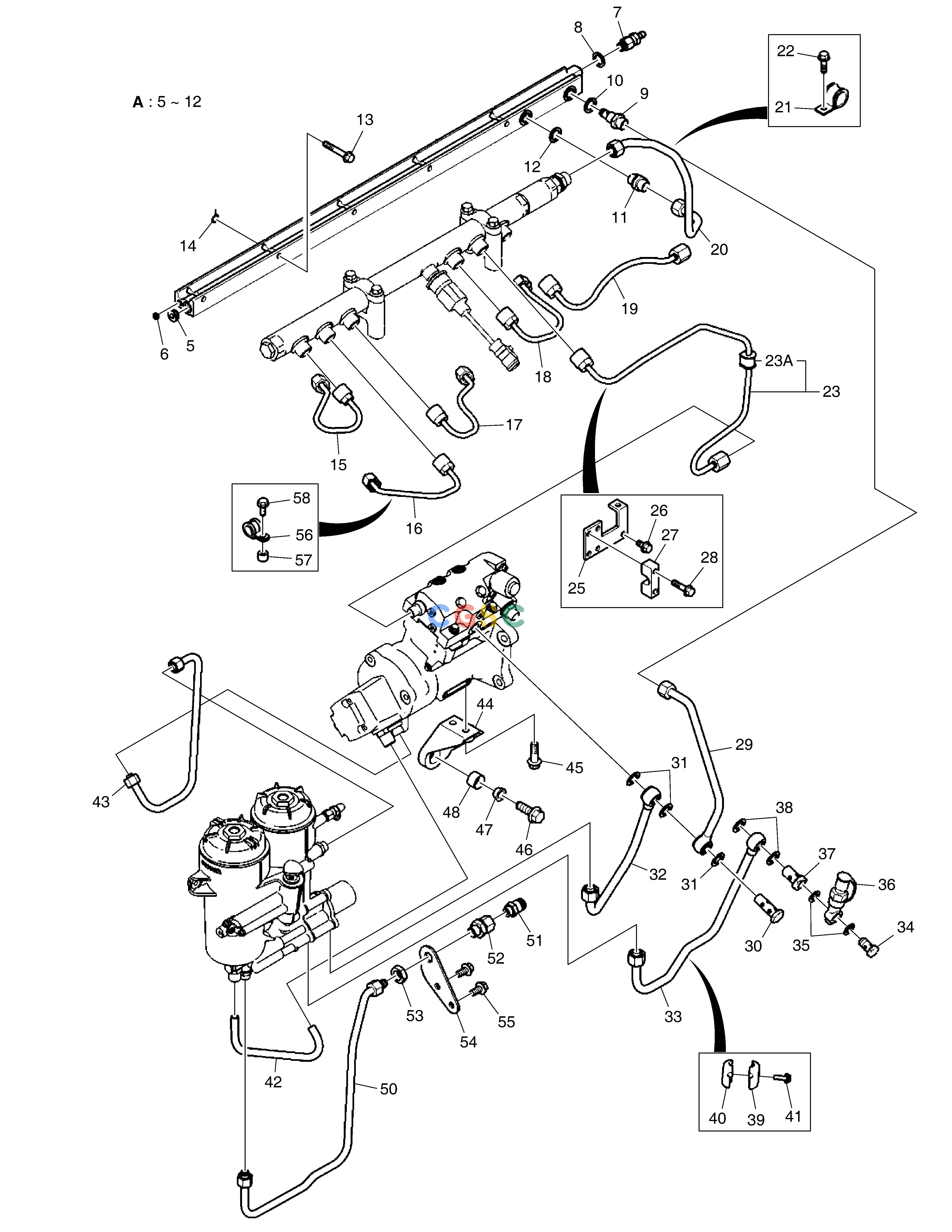 斗山零件查询FUEL PIPING DX340LC-5 / DX350LC-5(S/N:10001~10049) Doosan parts catalog online