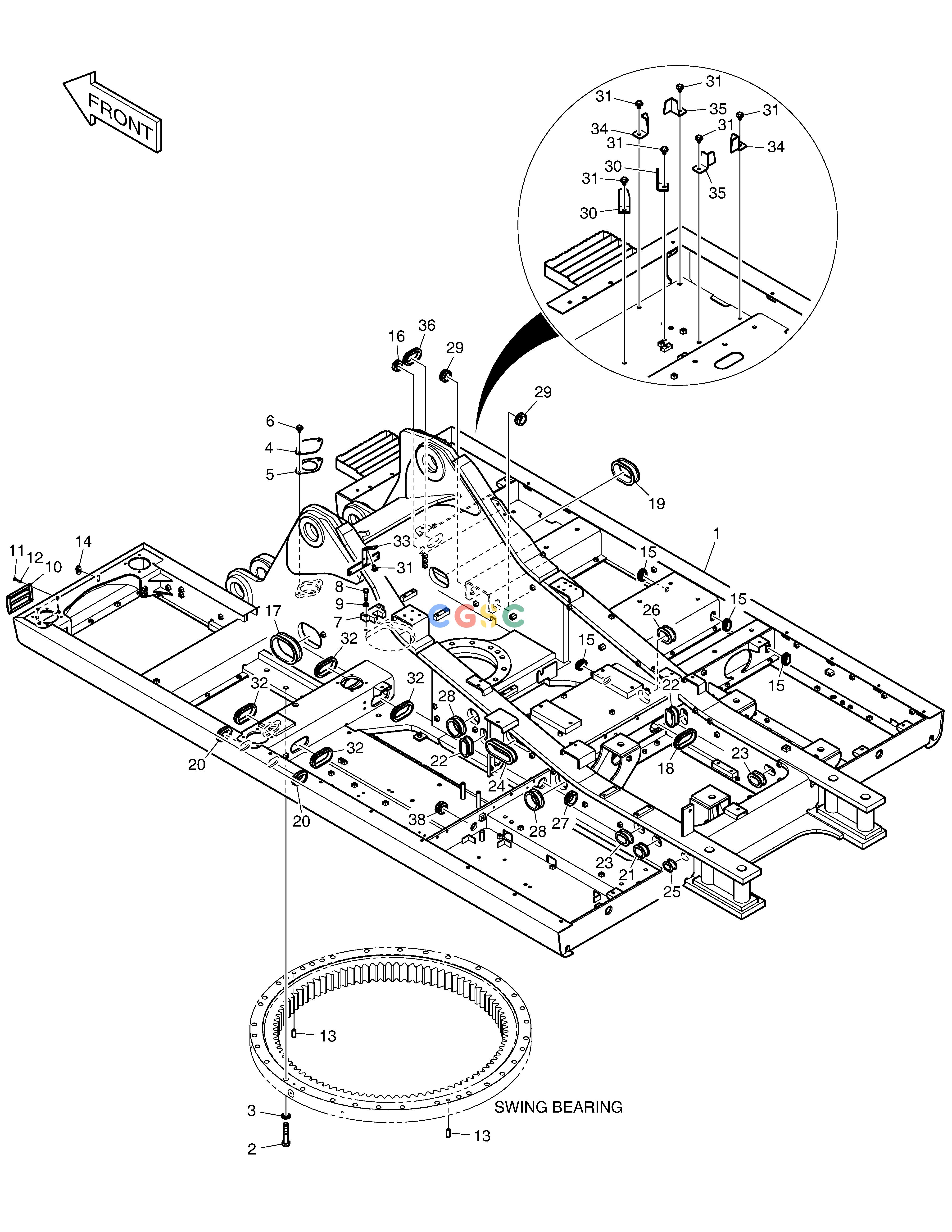 斗山零件查询MAIN FRAME DX340LC-5 / DX350LC-5(S/N:10001~10049) Doosan parts catalog online