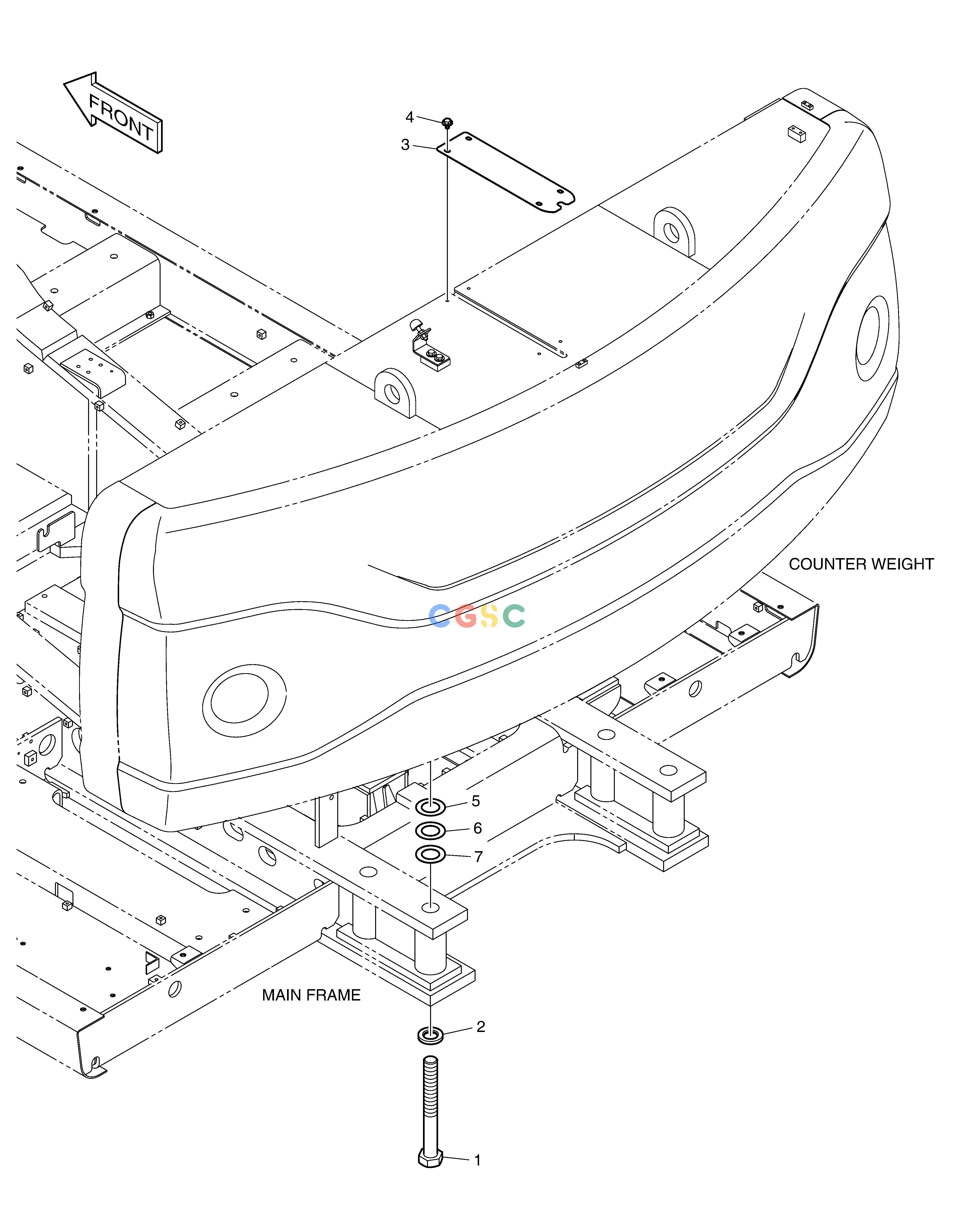 斗山零件查询COUNTER WEIGHT MOUNTING DX340LC-5 / DX350LC-5(S/N:10001~10049) Doosan parts catalog online