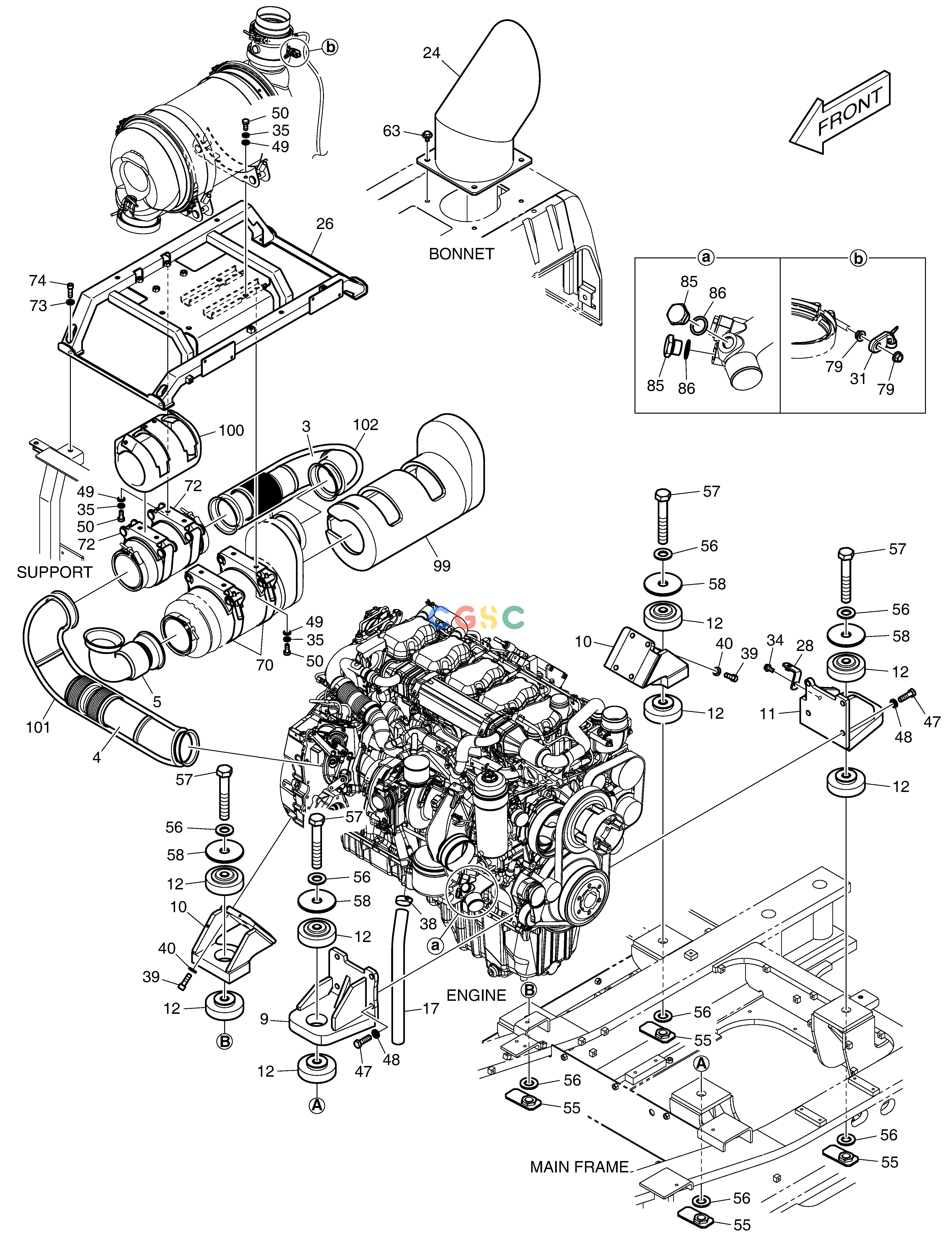 斗山零件查询ENGINE MOUNTING(1) DX340LC-5 / DX350LC-5(S/N:10001~10049) Doosan parts catalog online