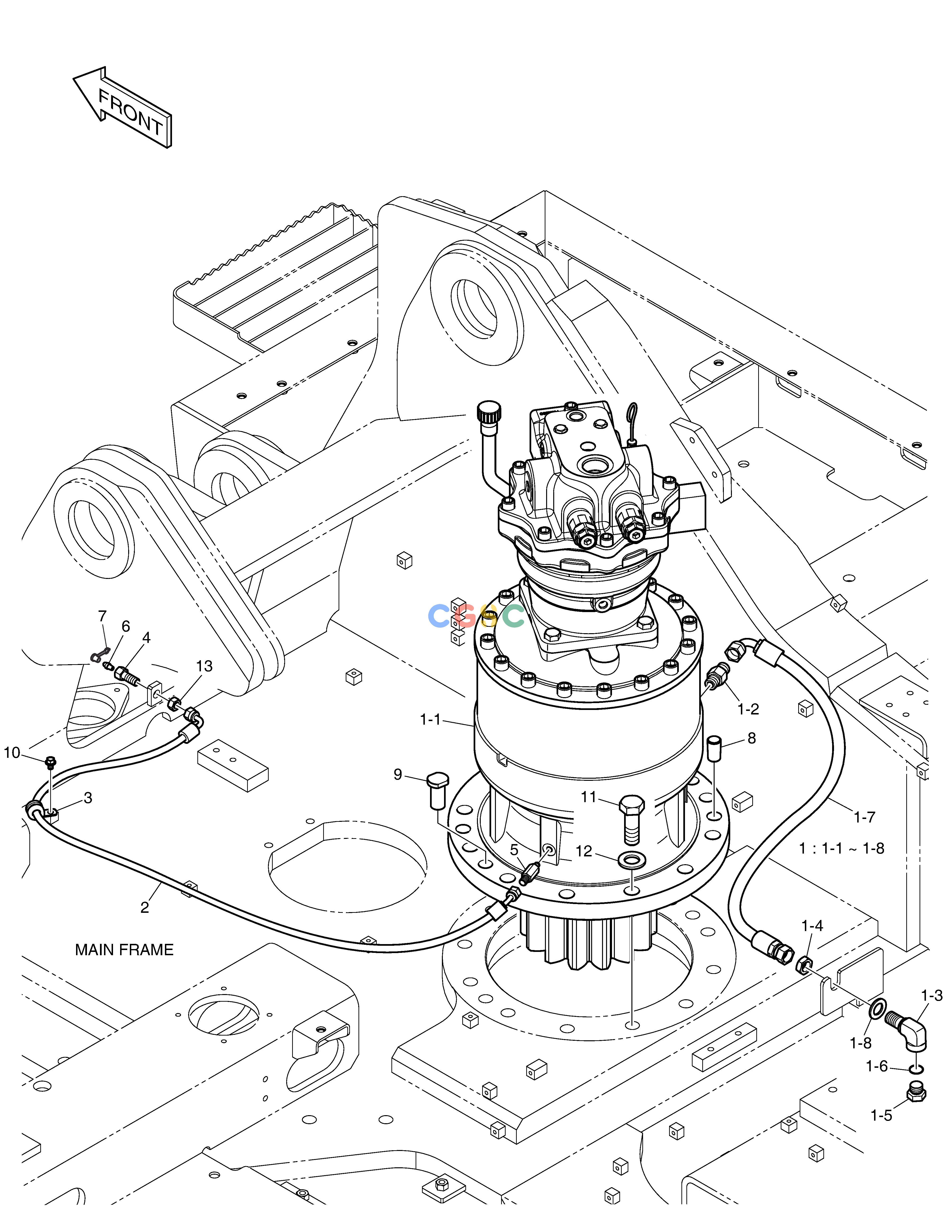 斗山零件查询SWING MOTOR DX340LC-5 / DX350LC-5(S/N:10001~10049) Doosan parts catalog online