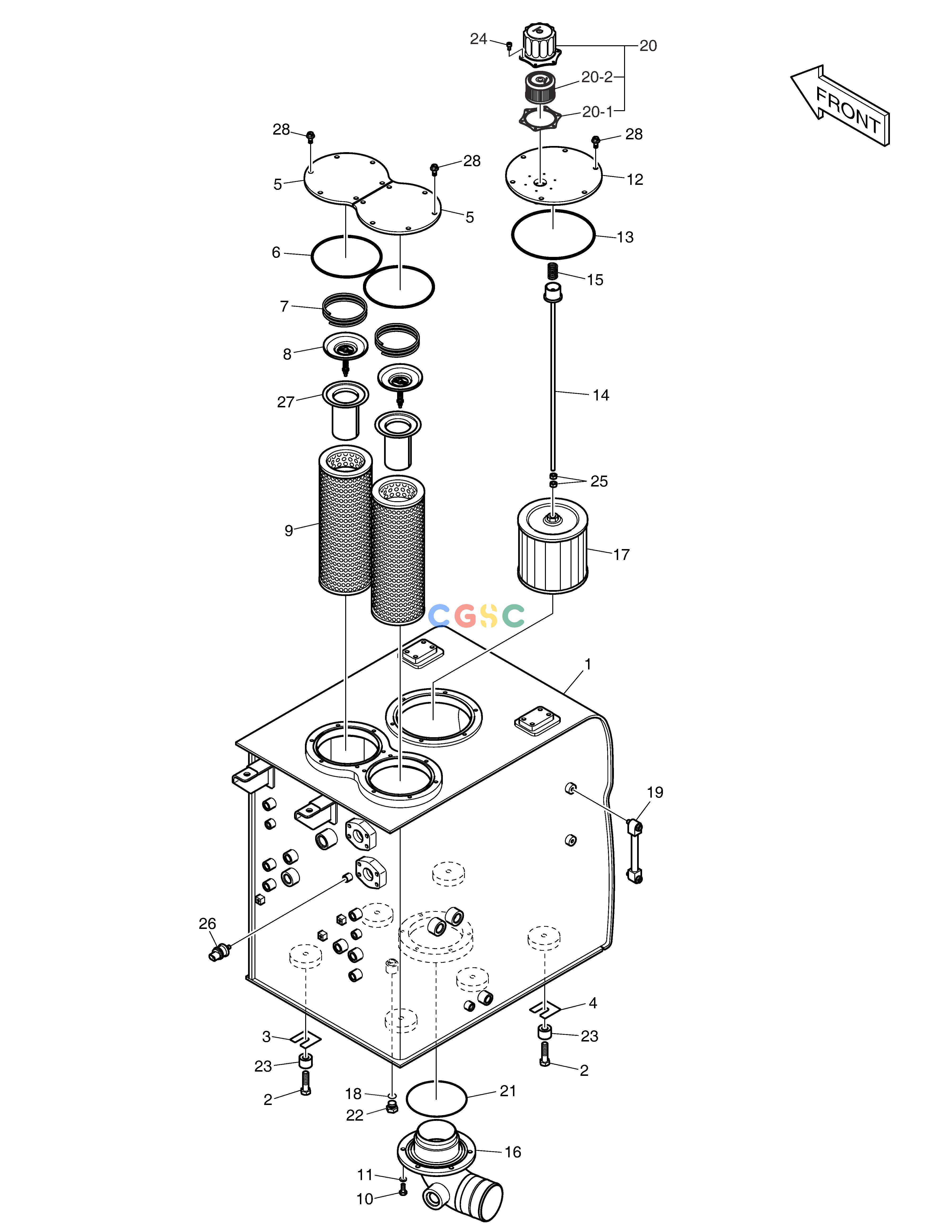 斗山零件查询OIL TANK DX340LC-5 / DX350LC-5(S/N:10001~10049) Doosan parts catalog online