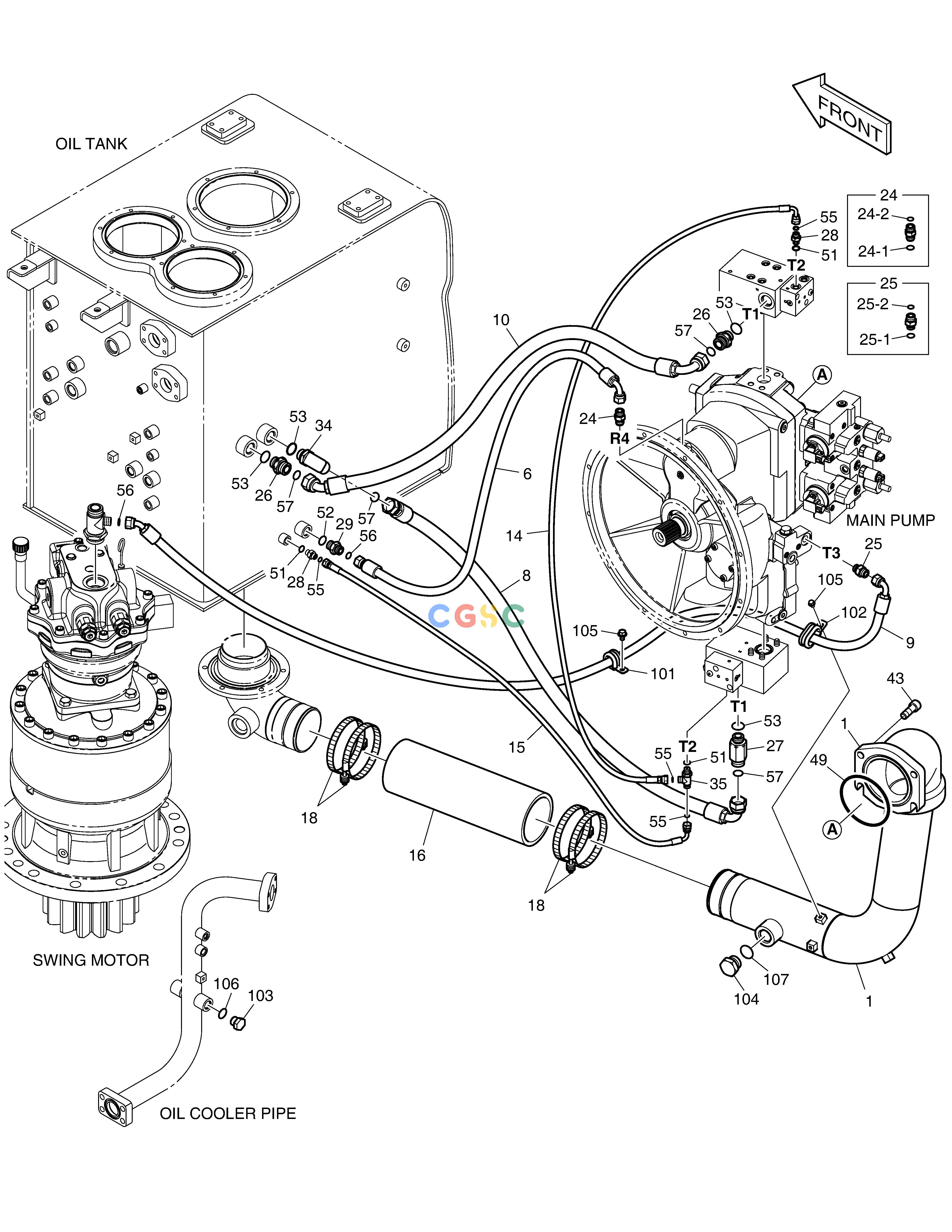 斗山零件查询OIL COOLER PIPING(1) DX340LC-5 / DX350LC-5(S/N:10001~10049) Doosan parts catalog online