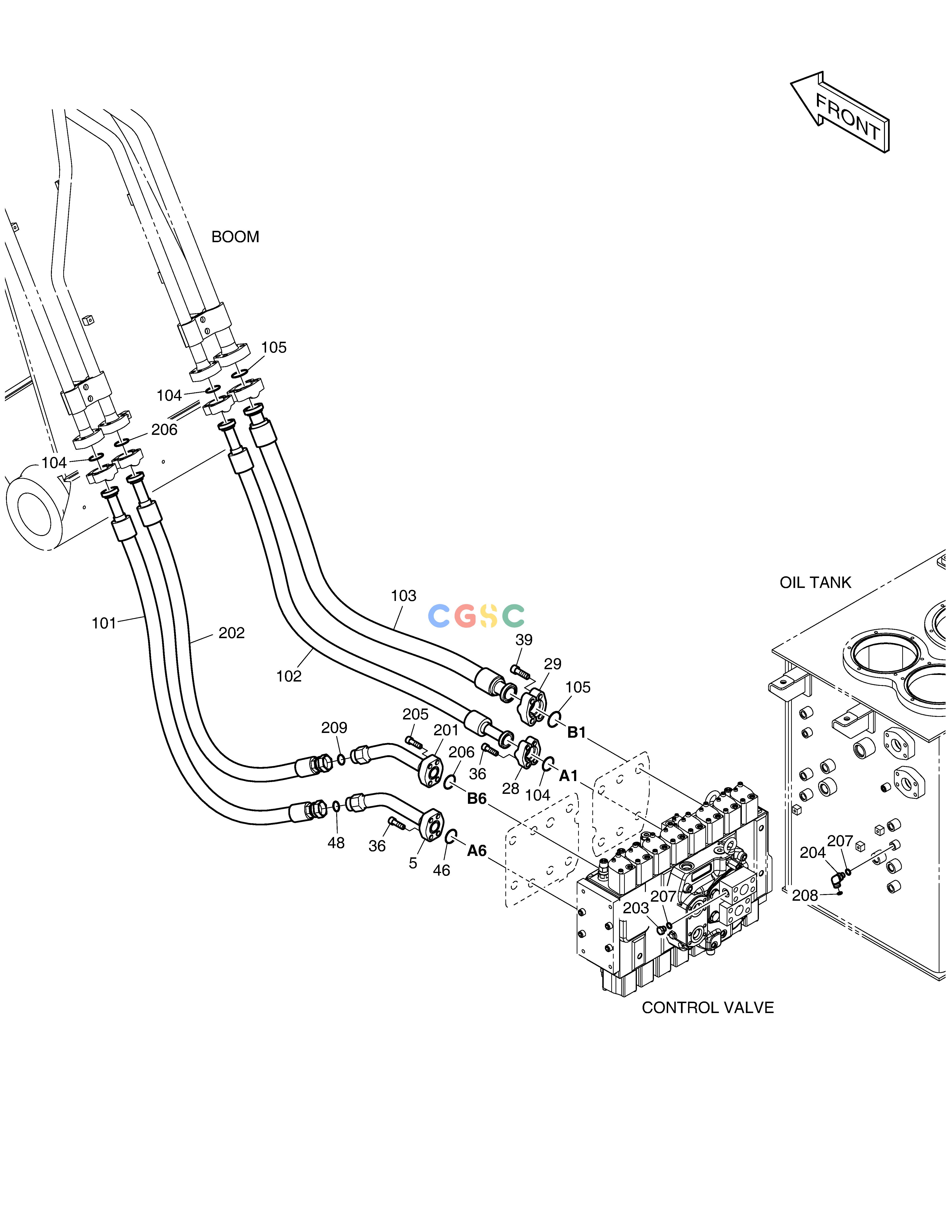 斗山零件查询MAIN PIPING(3) - ARM & BUCKET DX340LC-5 / DX350LC-5(S/N:10001~10049) Doosan parts catalog online