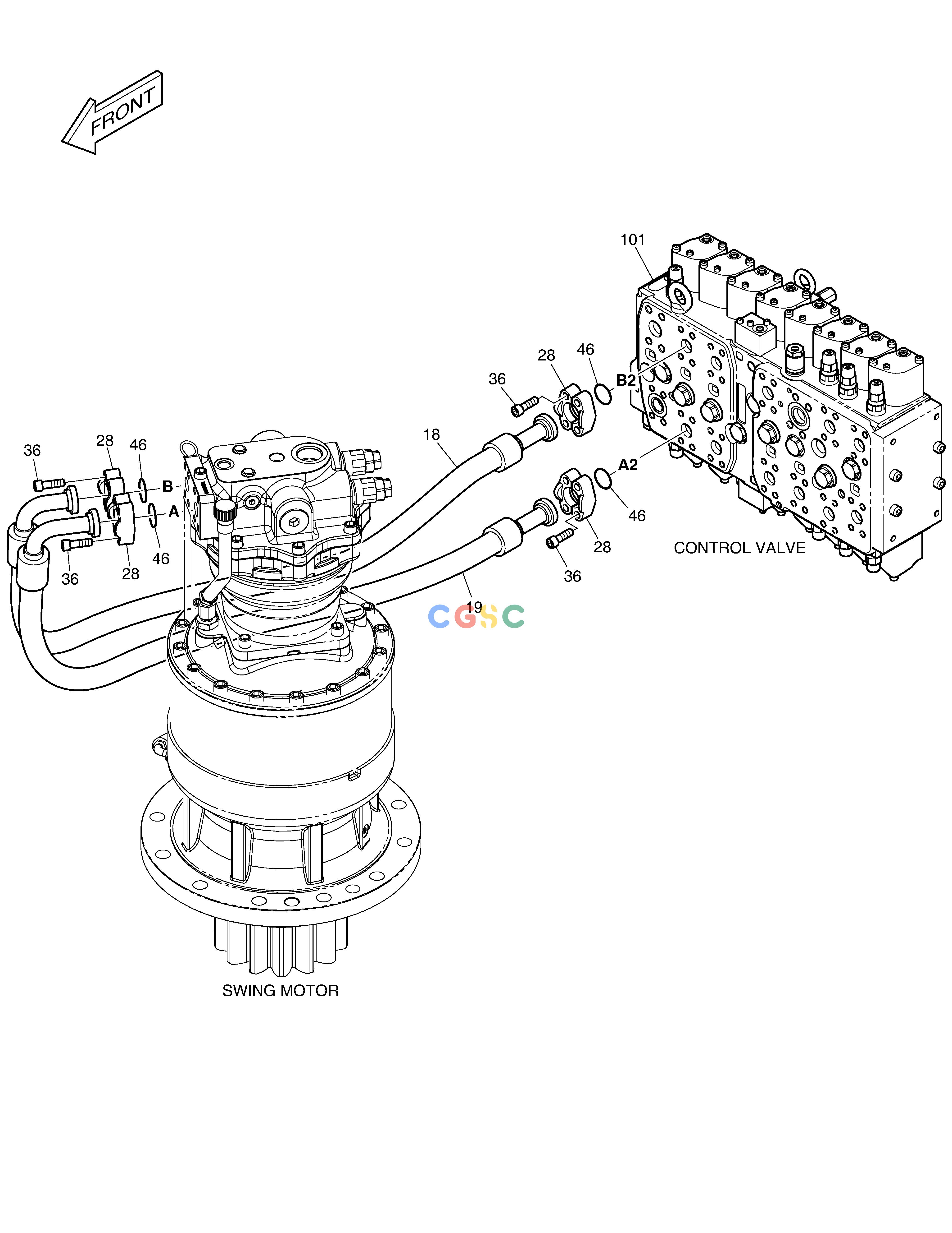 斗山零件查询MAIN PIPING(4) - SWING DX340LC-5 / DX350LC-5(S/N:10001~10049) Doosan parts catalog online