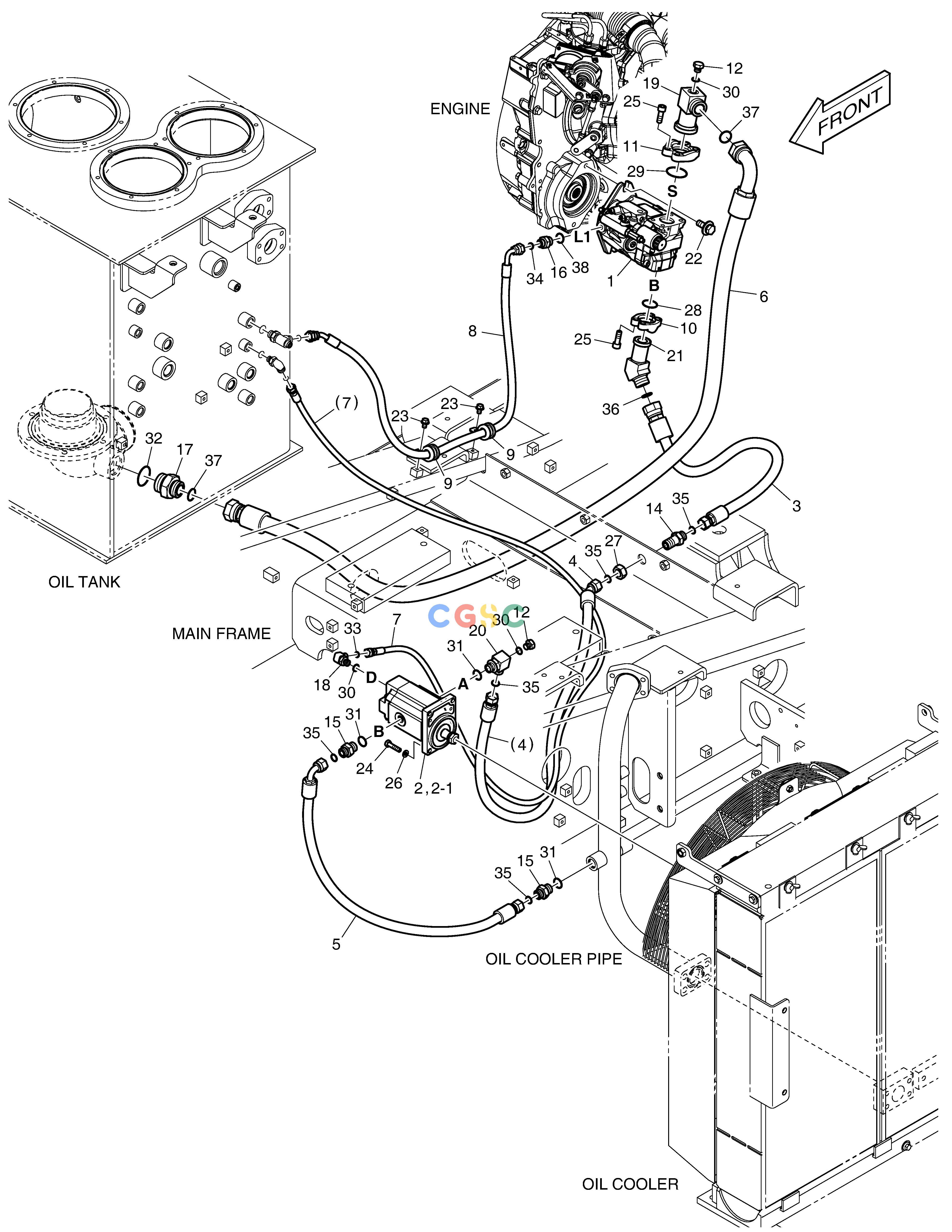 斗山零件查询MAIN PIPING(6) - FAN DRIVE DX340LC-5 / DX350LC-5(S/N:10001~10049) Doosan parts catalog online