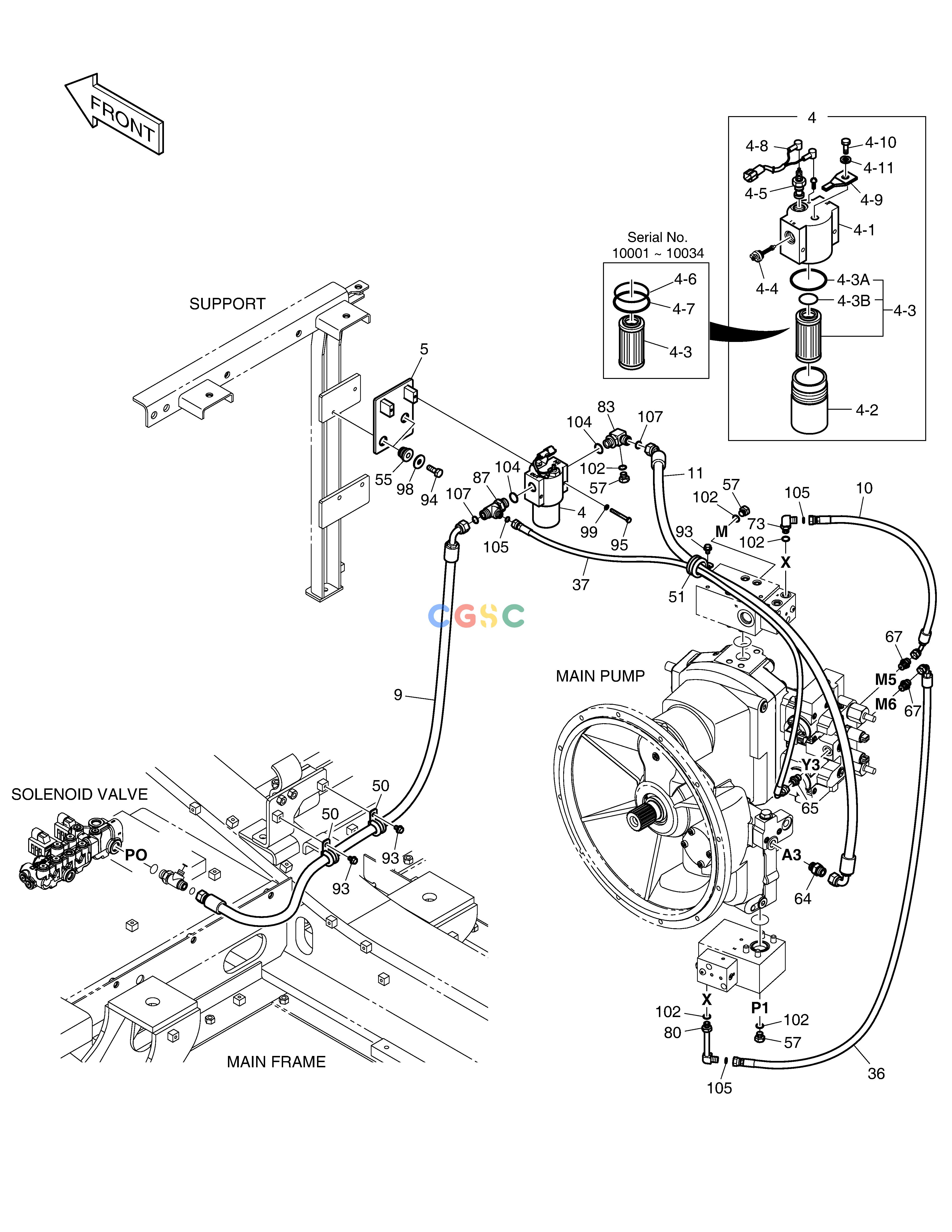 斗山零件查询PILOT PIPING(1) DX340LC-5 / DX350LC-5(S/N:10001~10049) Doosan parts catalog online