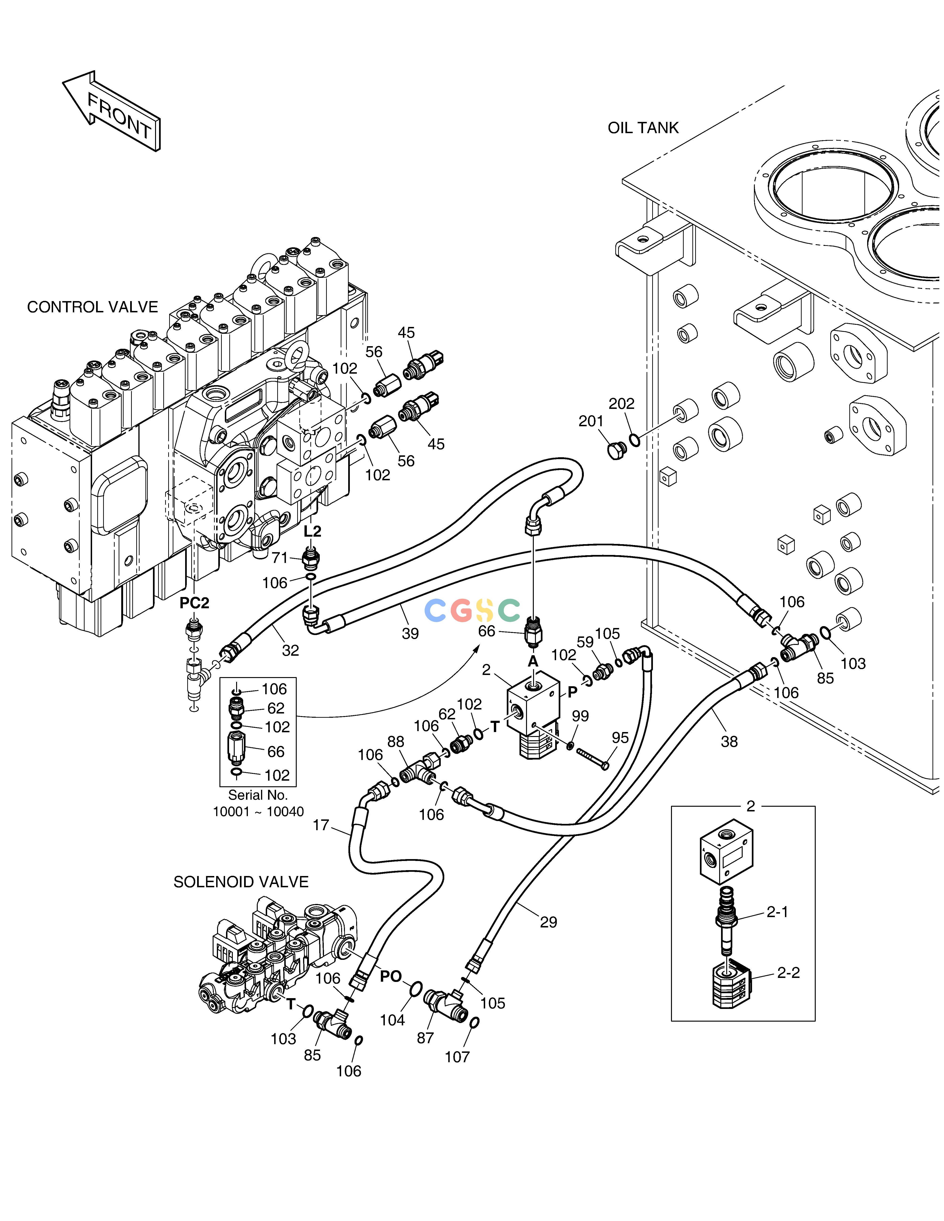 斗山零件查询PILOT PIPING(2) DX340LC-5 / DX350LC-5(S/N:10001~10049) Doosan parts catalog online