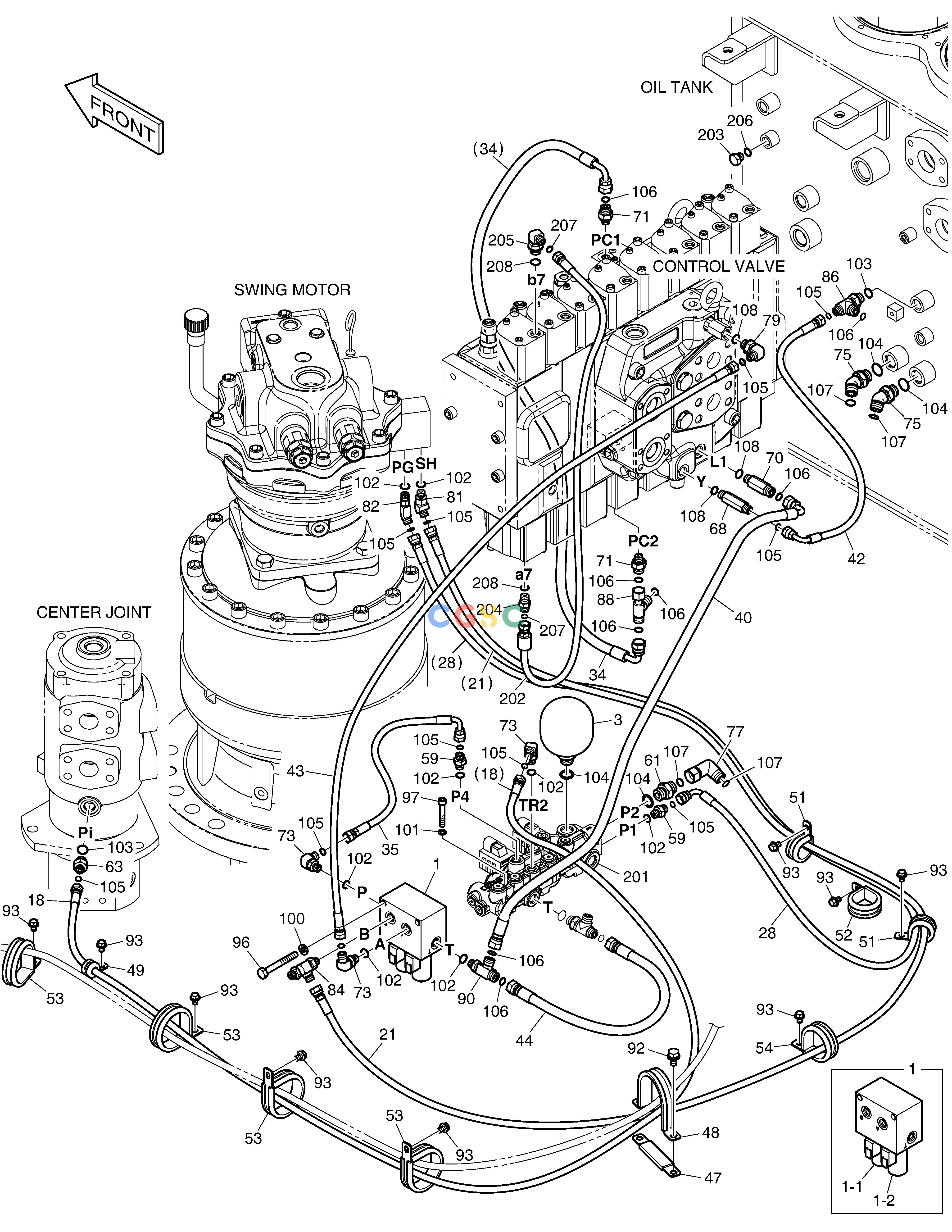 斗山零件查询PILOT PIPING(3) DX340LC-5 / DX350LC-5(S/N:10001~10049) Doosan parts catalog online