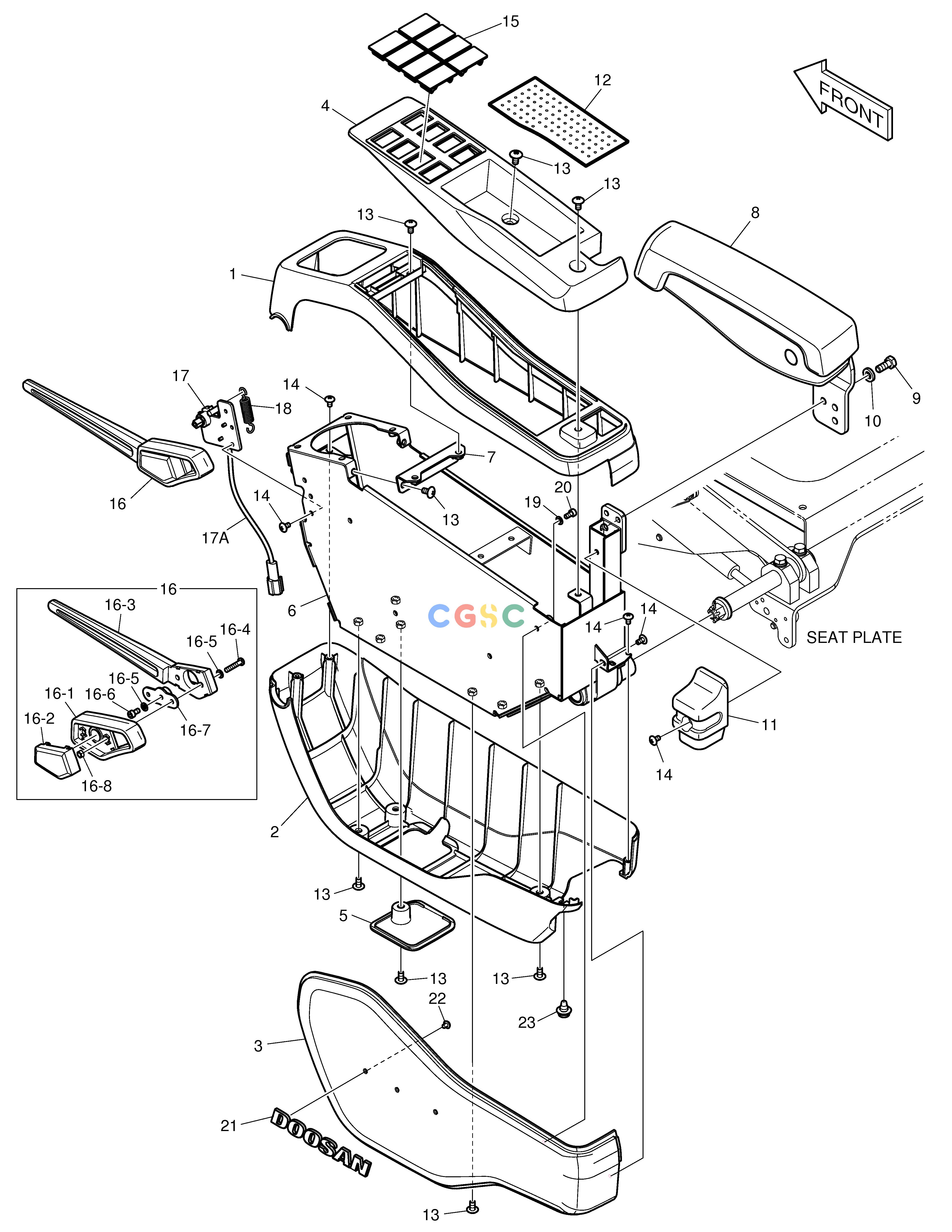 斗山零件查询CONTROL STAND - L.H. DX340LC-5 / DX350LC-5(S/N:10001~10049) Doosan parts catalog online