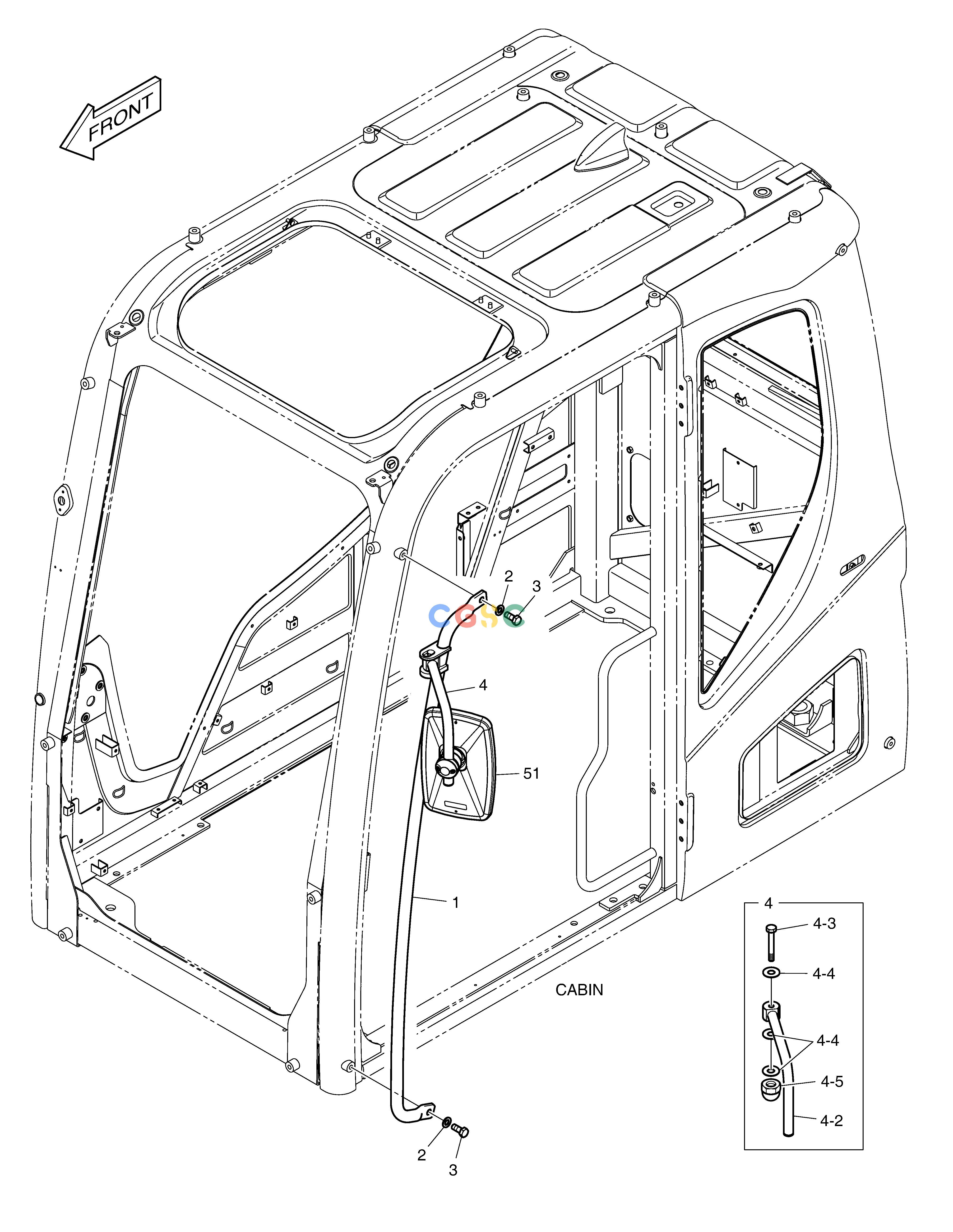 斗山零件查询HANDLE - CABIN DX340LC-5 / DX350LC-5(S/N:10001~10049) Doosan parts catalog online