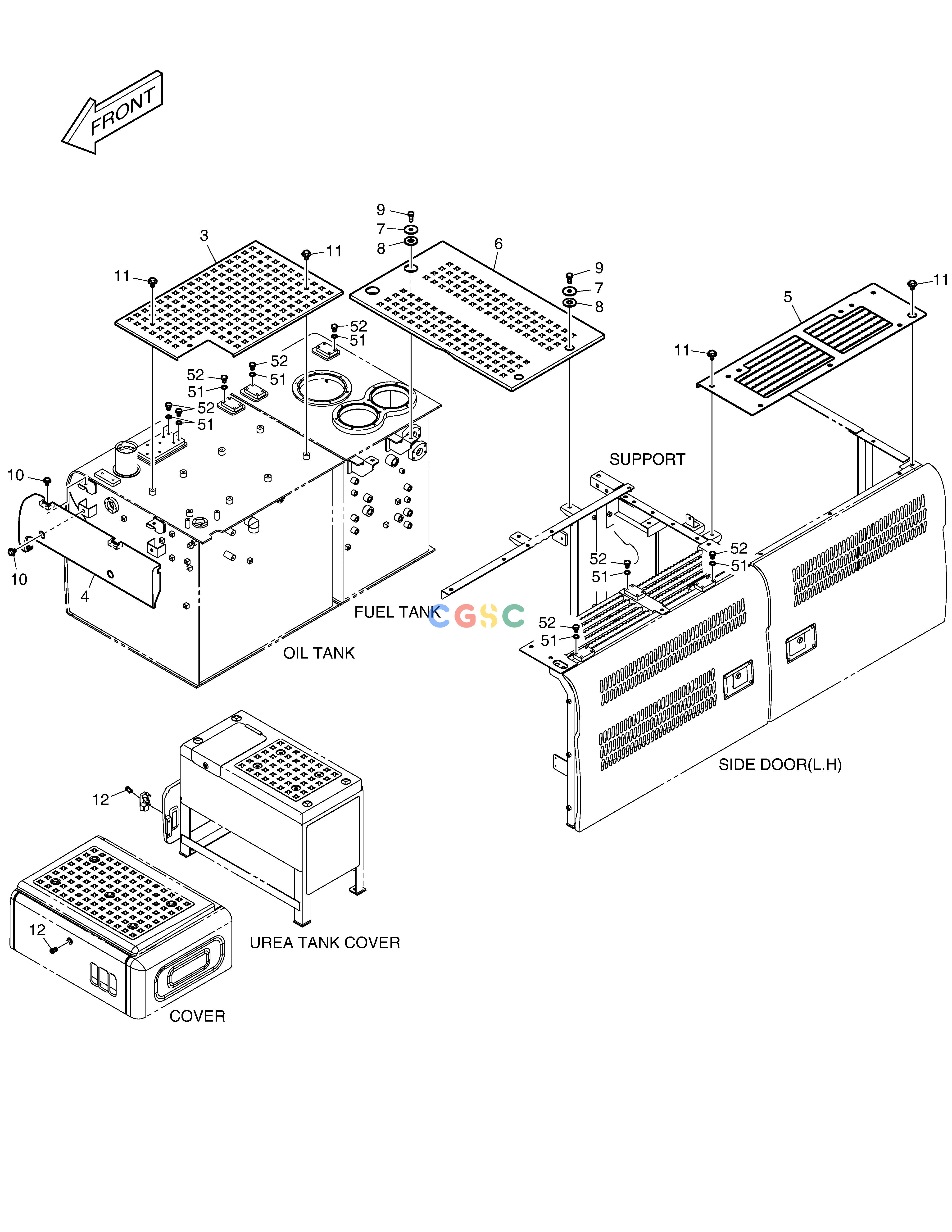 斗山零件查询COVER DX340LC-5 / DX350LC-5(S/N:10001~10049) Doosan parts catalog online