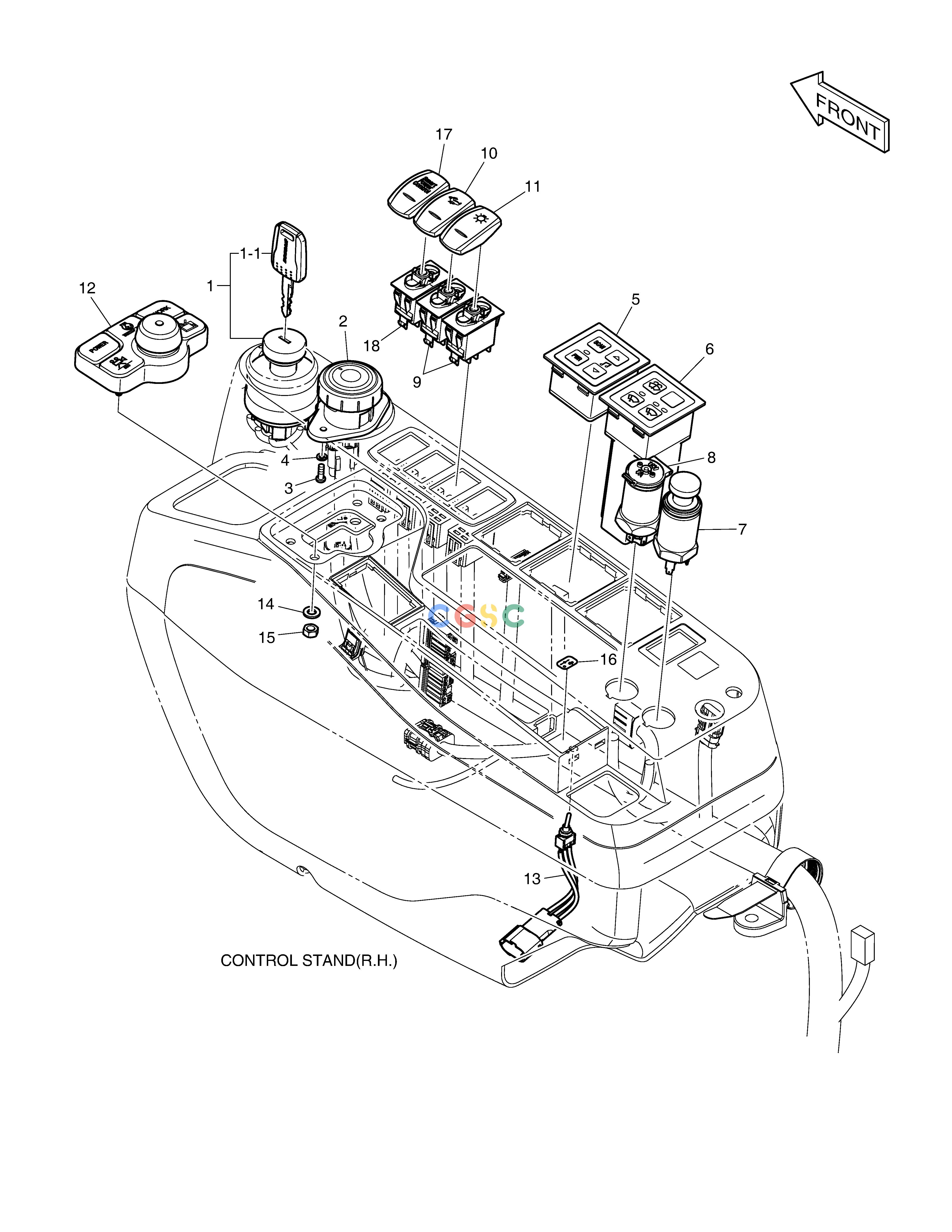 斗山零件查询ELECTRIC PARTS - CONTROL STAND DX340LC-5 / DX350LC-5(S/N:10001~10049) Doosan parts catalog online
