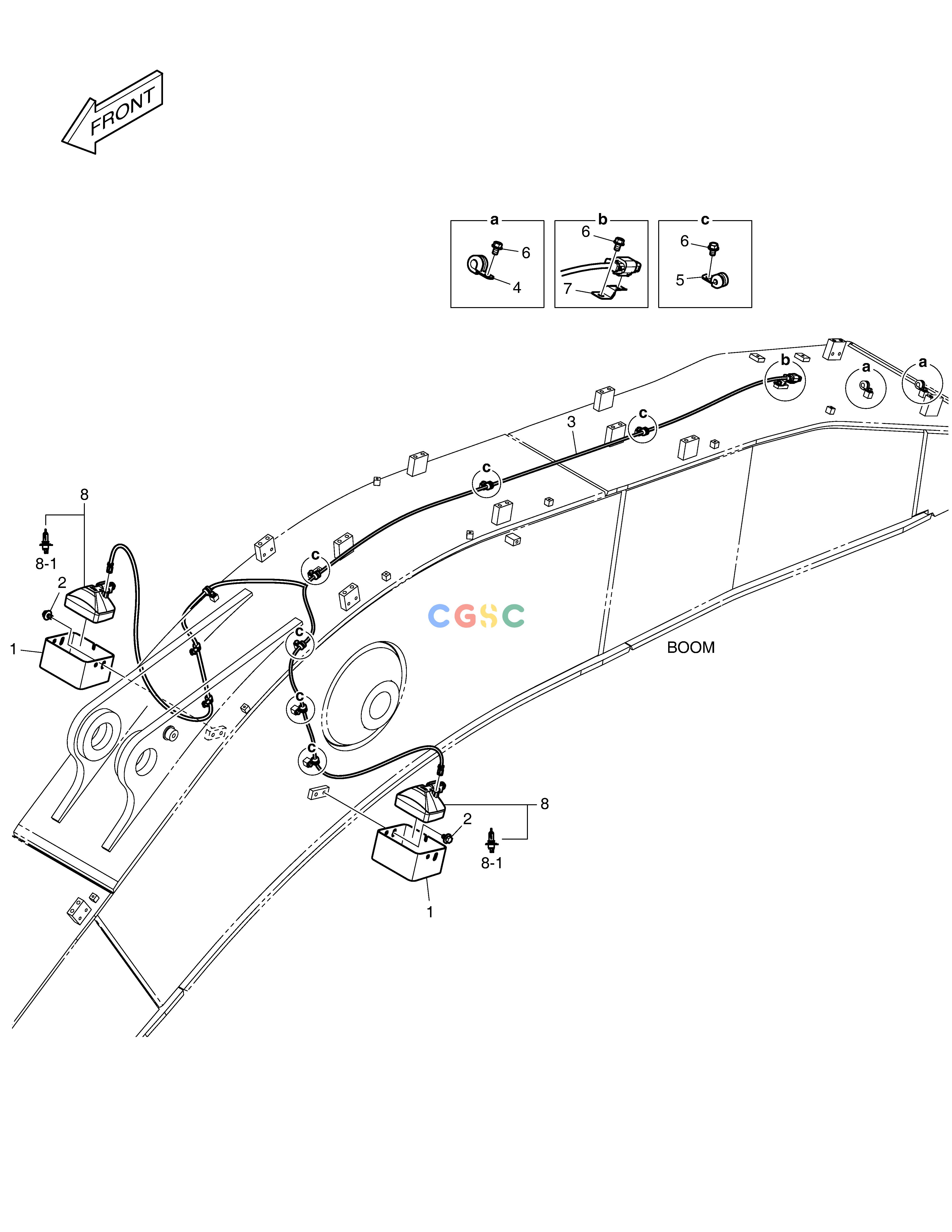 斗山零件查询ELECTRIC PARTS - WORKING LAMP DX340LC-5 / DX350LC-5(S/N:10001~10049) Doosan parts catalog online
