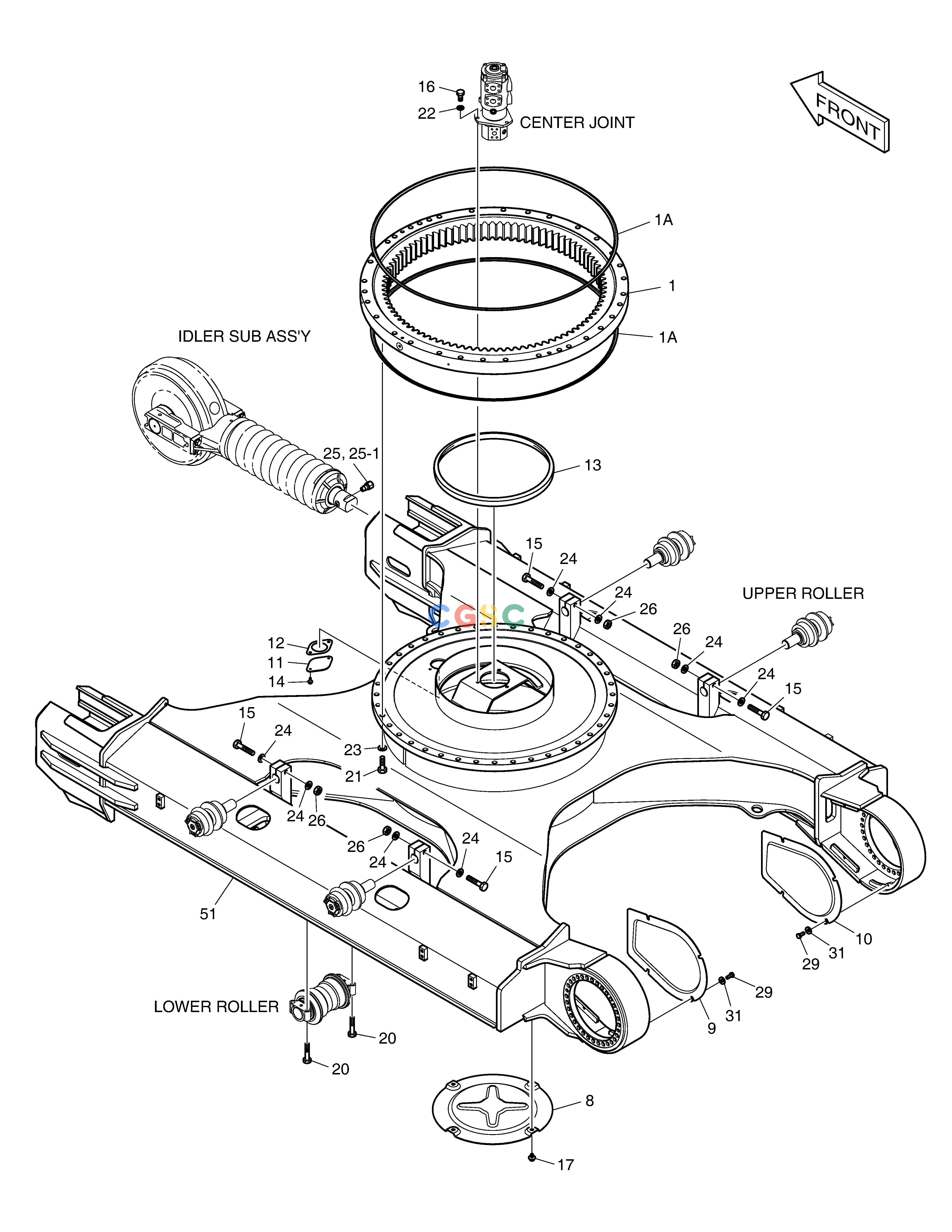 斗山零件查询TRACK FRAME DX340LC-5 / DX350LC-5(S/N:10001~10049) Doosan parts catalog online