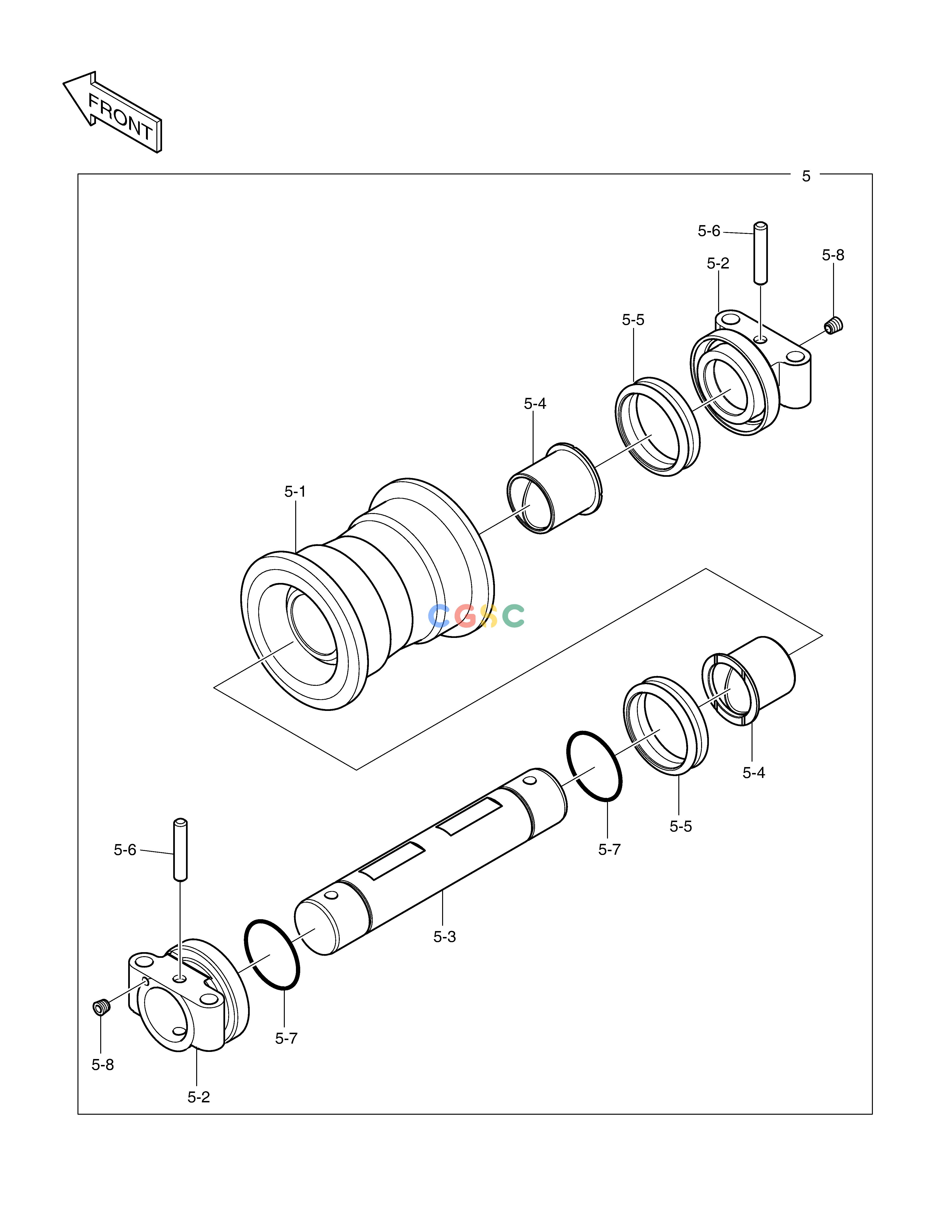 斗山零件查询LOWER ROLLER DX340LC-5 / DX350LC-5(S/N:10001~10049) Doosan parts catalog online