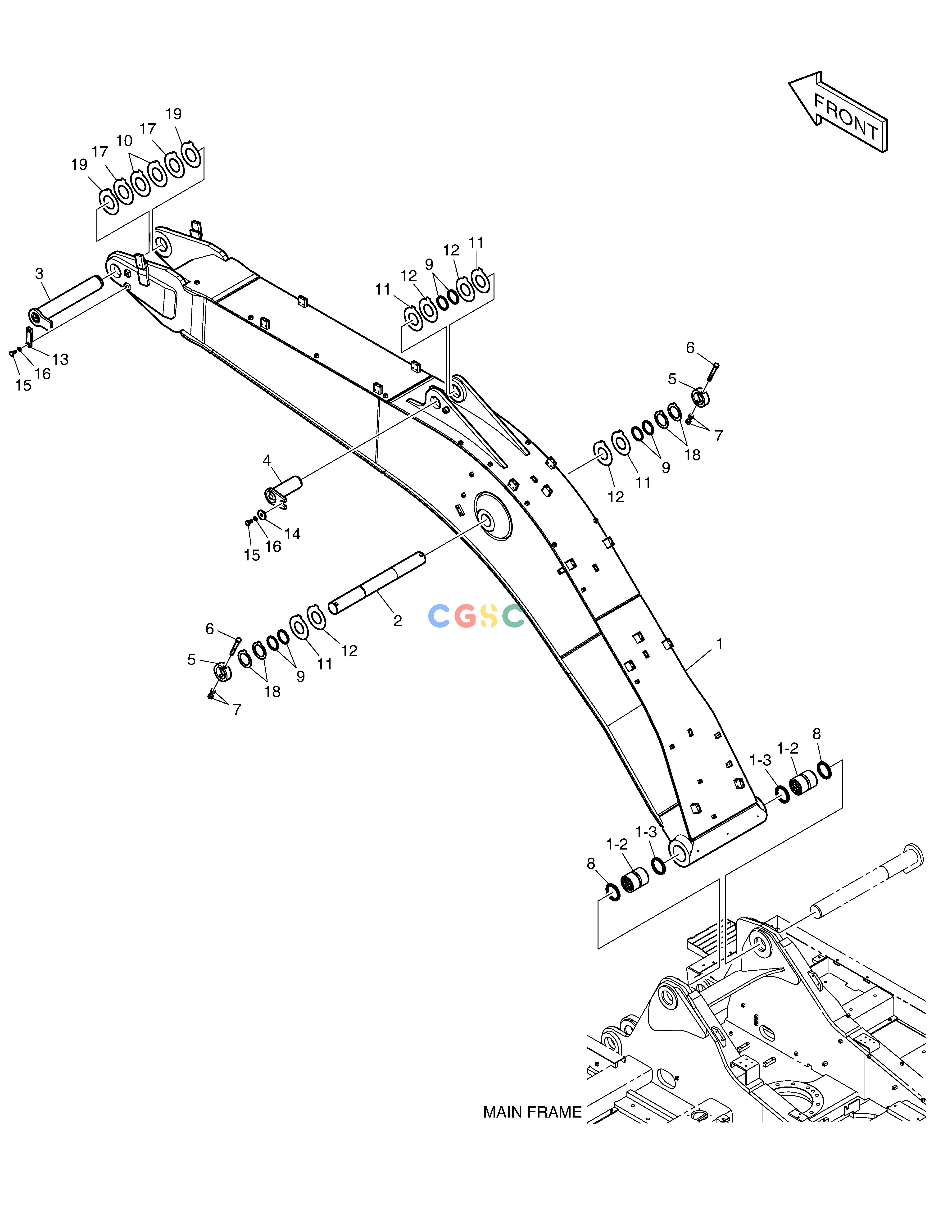 斗山零件查询BOOM - 6.5m DX340LC-5 / DX350LC-5(S/N:10001~10049) Doosan parts catalog online