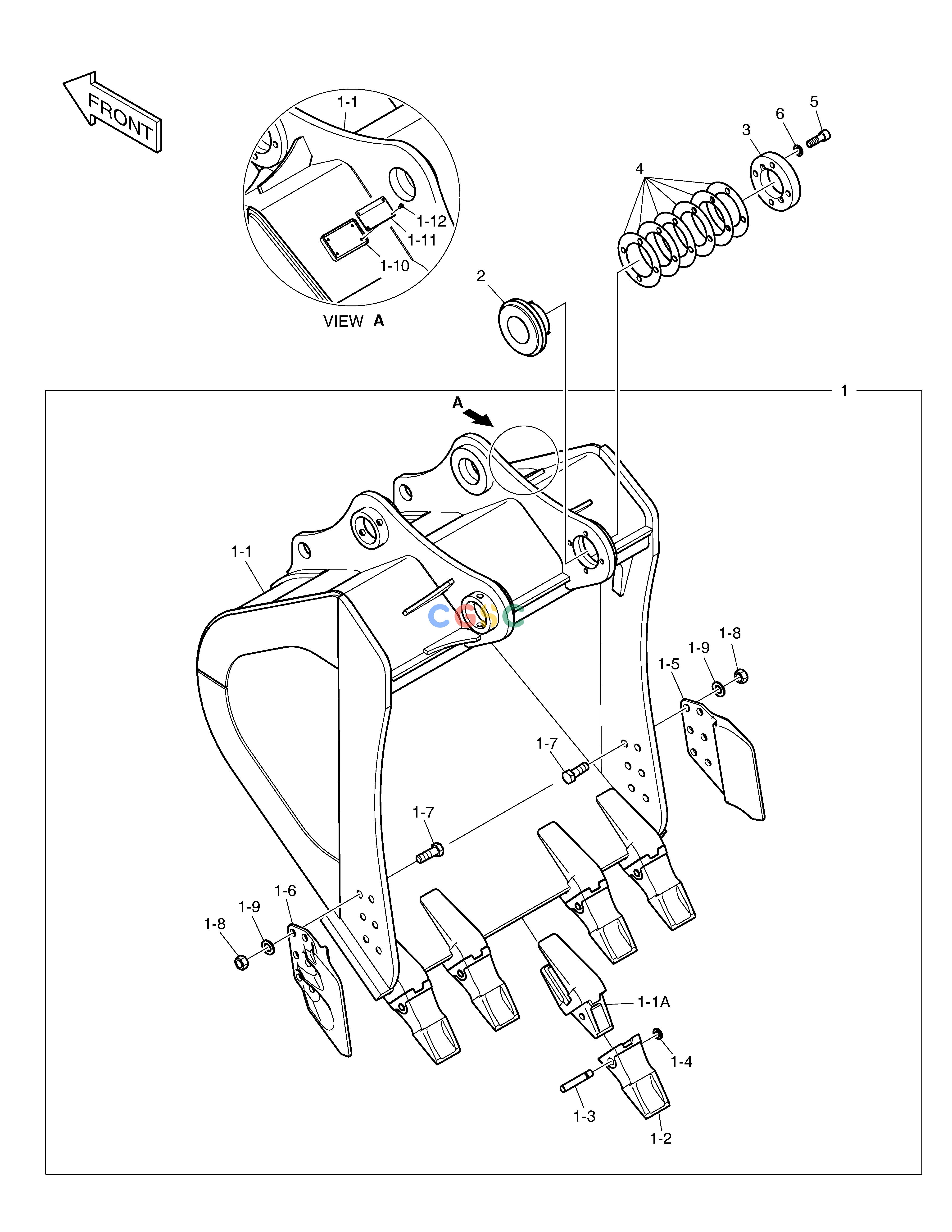 斗山零件查询BUCKET - 1.49m³ DX340LC-5 / DX350LC-5(S/N:10001~10049) Doosan parts catalog online