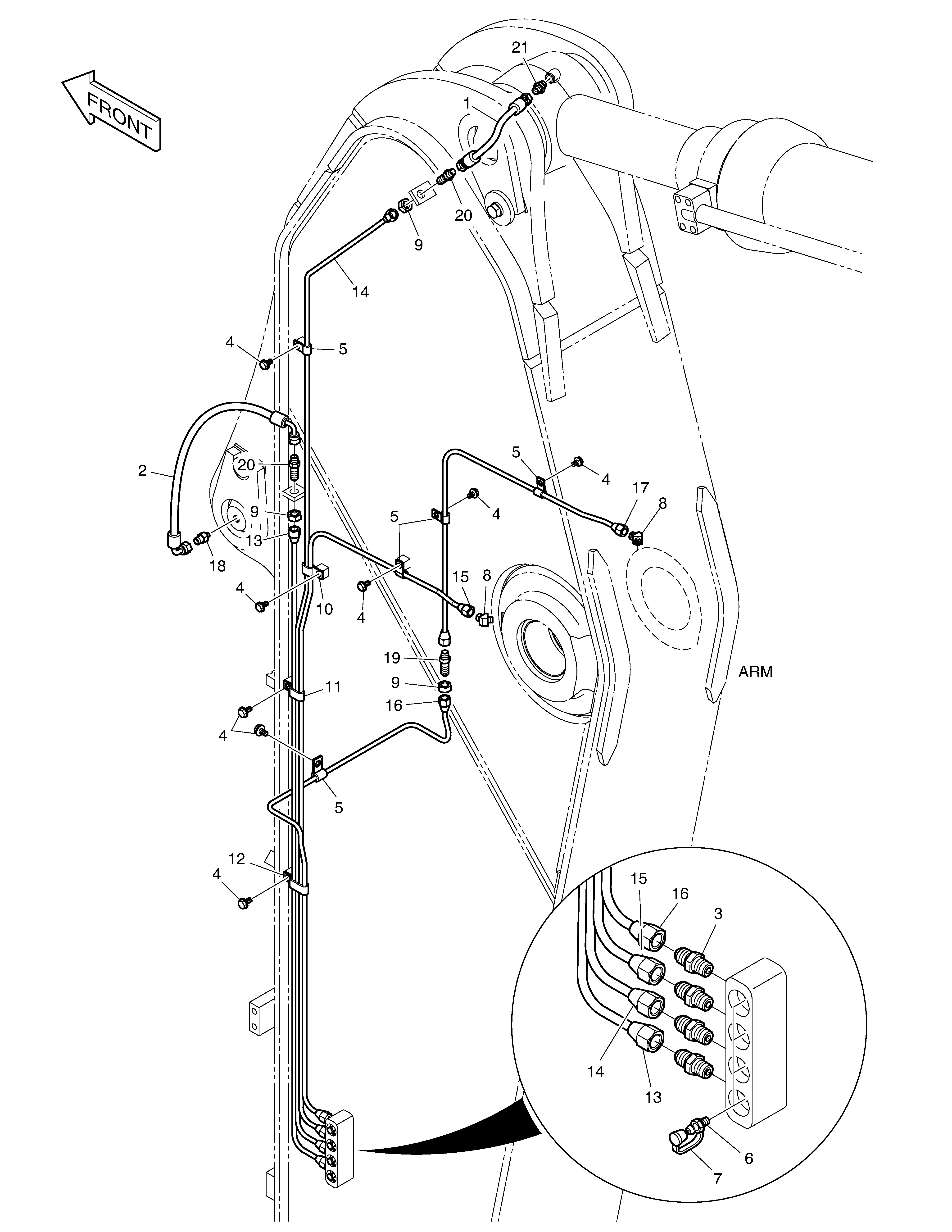 斗山零件查询LUBRICATION PIPING -ARM 3.2m DX340LC-5 / DX350LC-5(S/N:10001~10049) Doosan parts catalog online