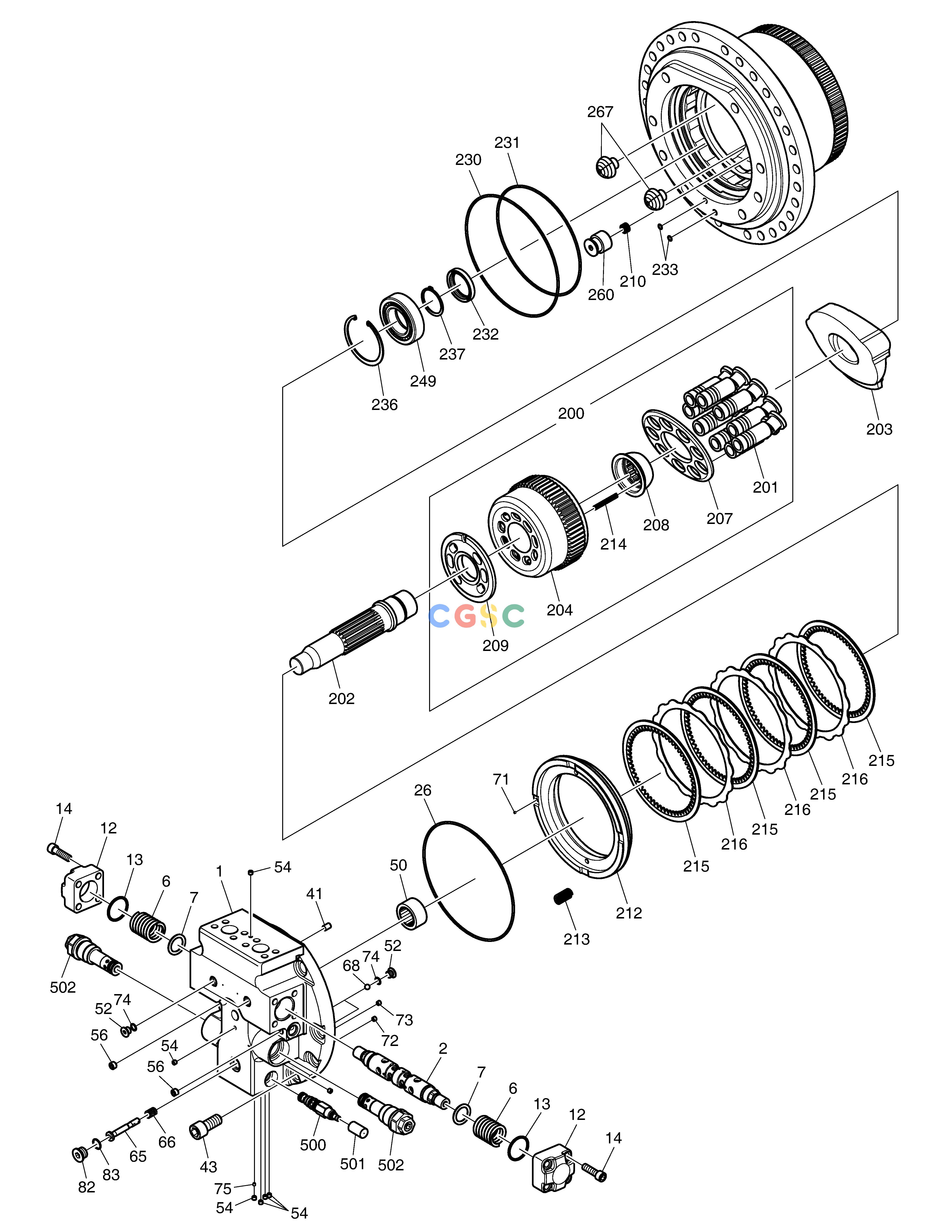 斗山零件查询TRAVEL MOTOR DX340LC-5 / DX350LC-5(S/N:10001~10049) Doosan parts catalog online