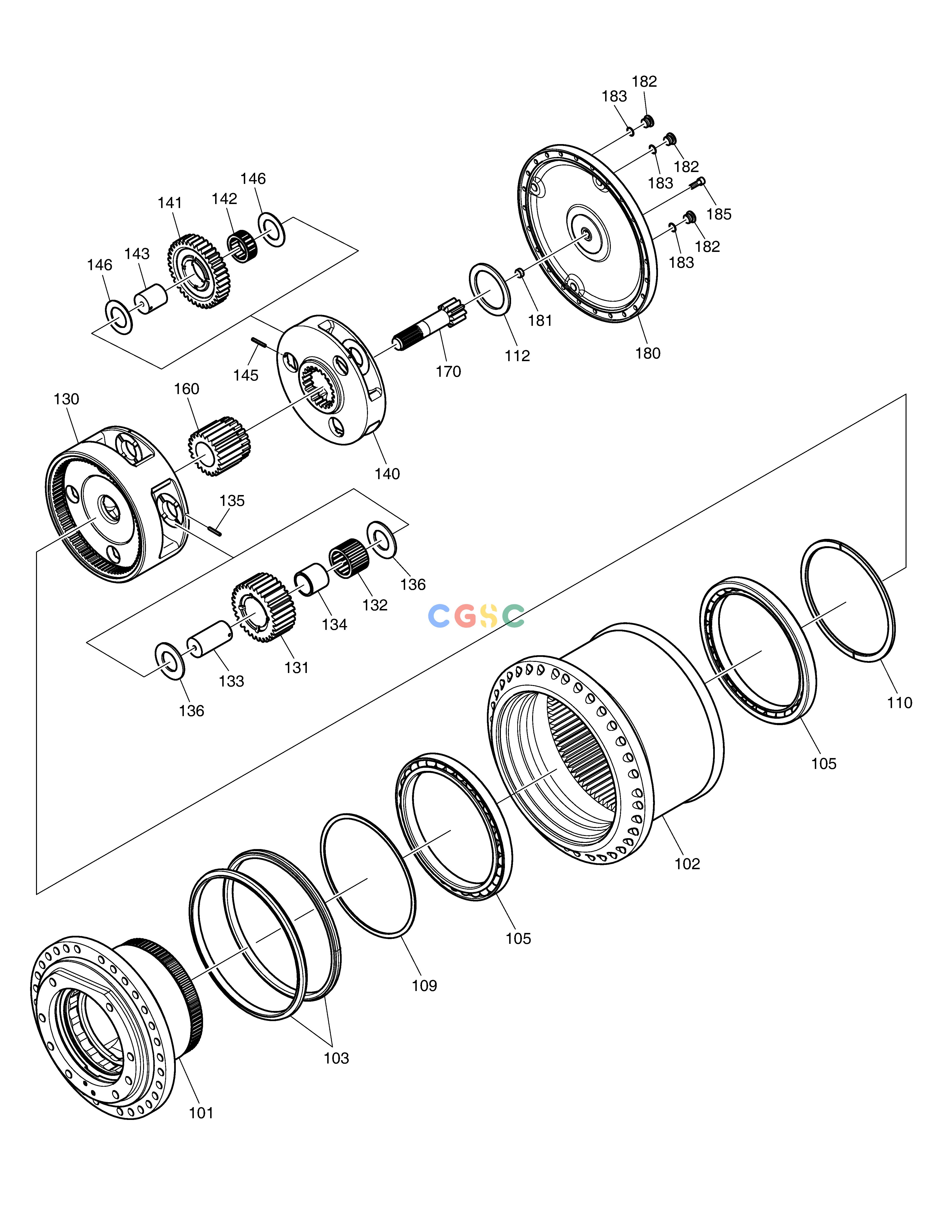 斗山零件查询TRAVEL REDUCTION GEAR DX340LC-5 / DX350LC-5(S/N:10001~10049) Doosan parts catalog online