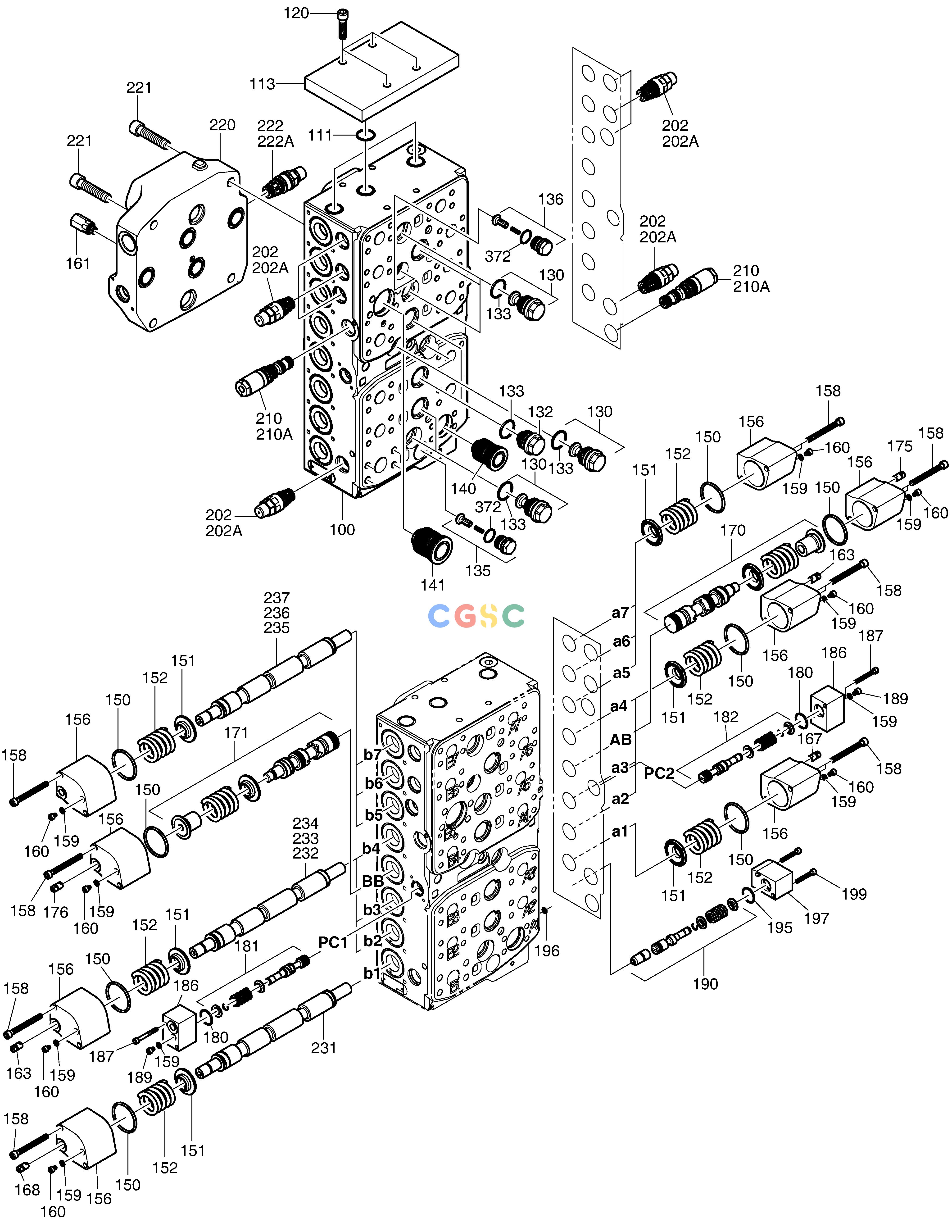 斗山零件查询CONTROL VALVE(1) DX340LC-5 / DX350LC-5(S/N:10001~10049) Doosan parts catalog online