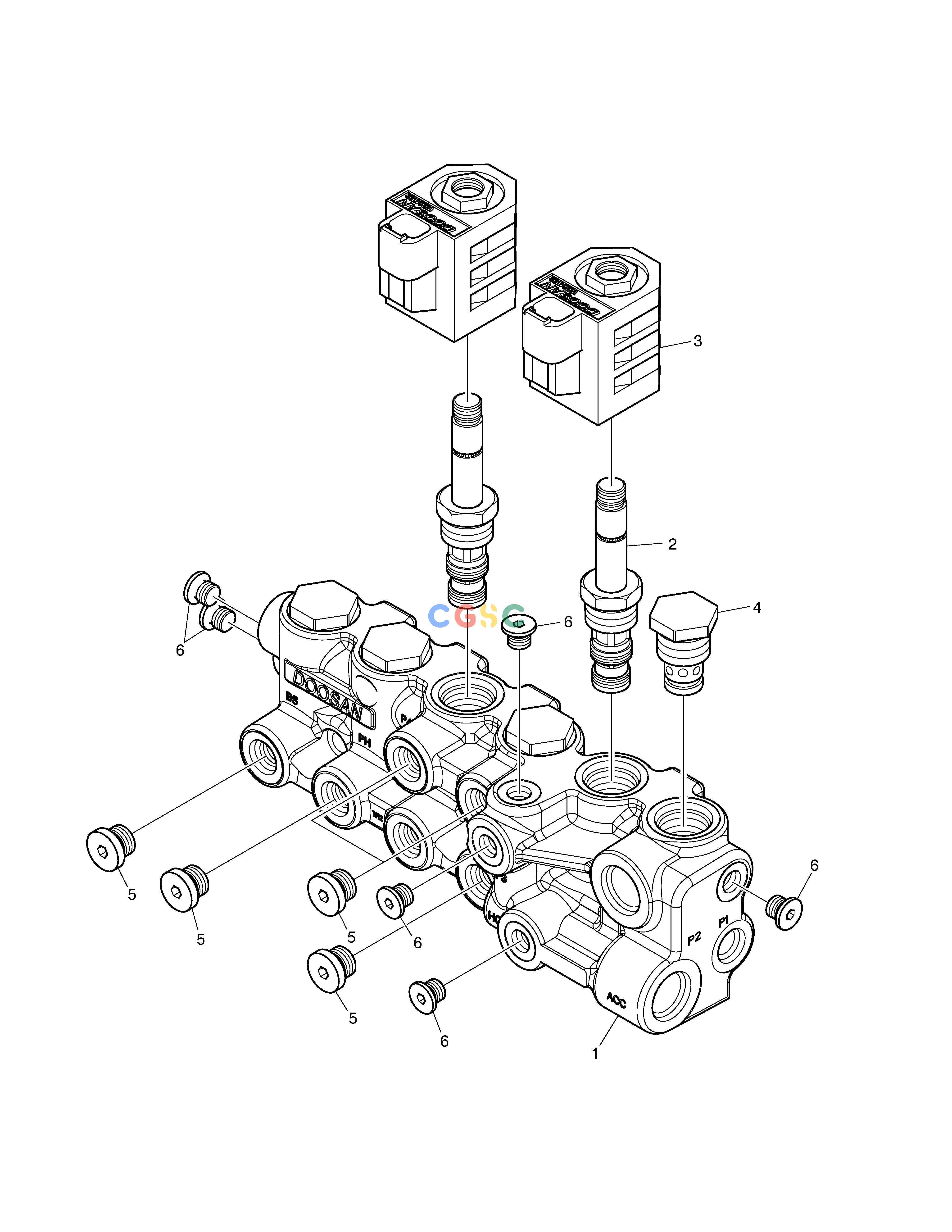 斗山零件查询SOLENOID VALVE DX340LC-5 / DX350LC-5(S/N:10001~10049) Doosan parts catalog online