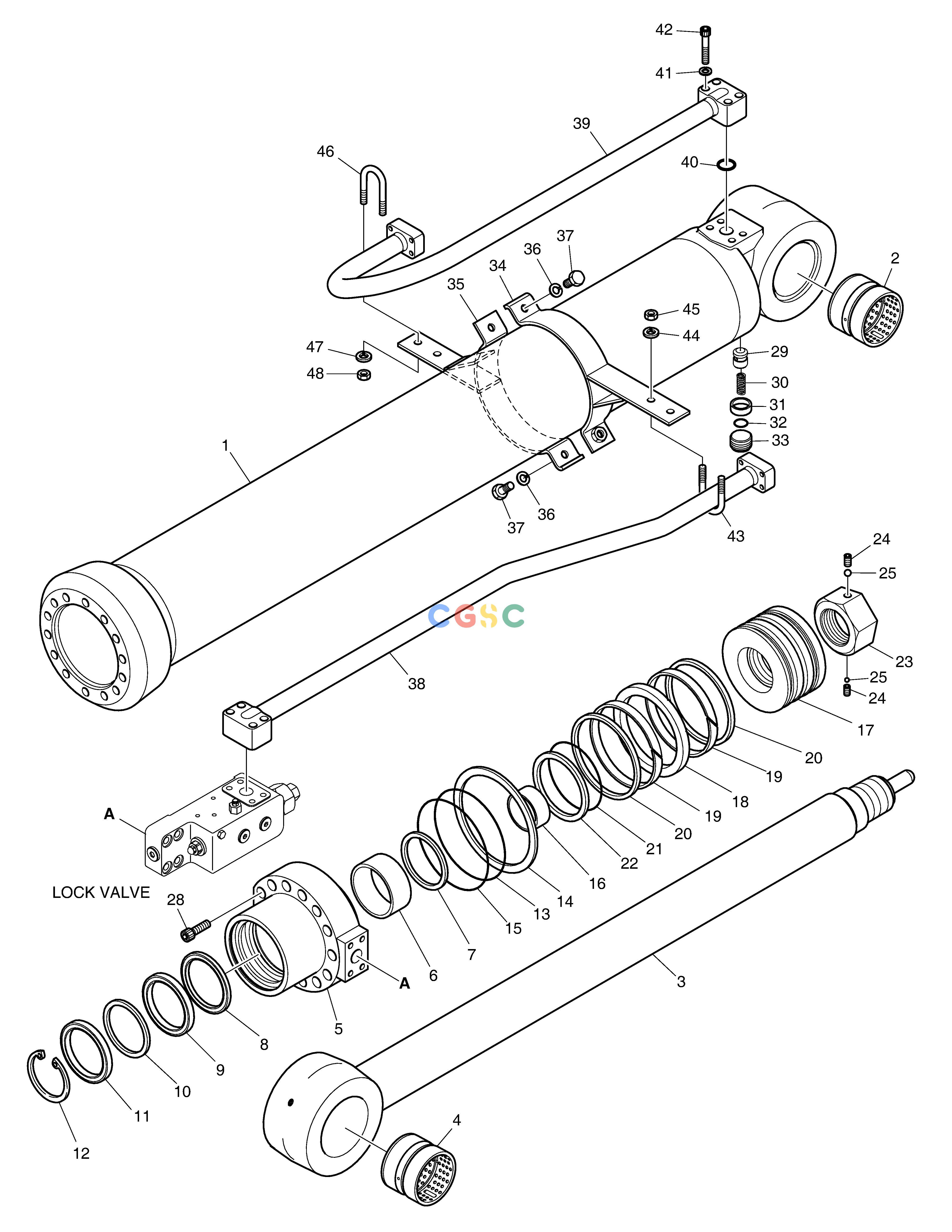 斗山零件查询ARM CYLINDER - ARTI BOOM(LOCK V/V) DX340LC-5 / DX350LC-5(S/N:10001~10049) Doosan parts catalog online