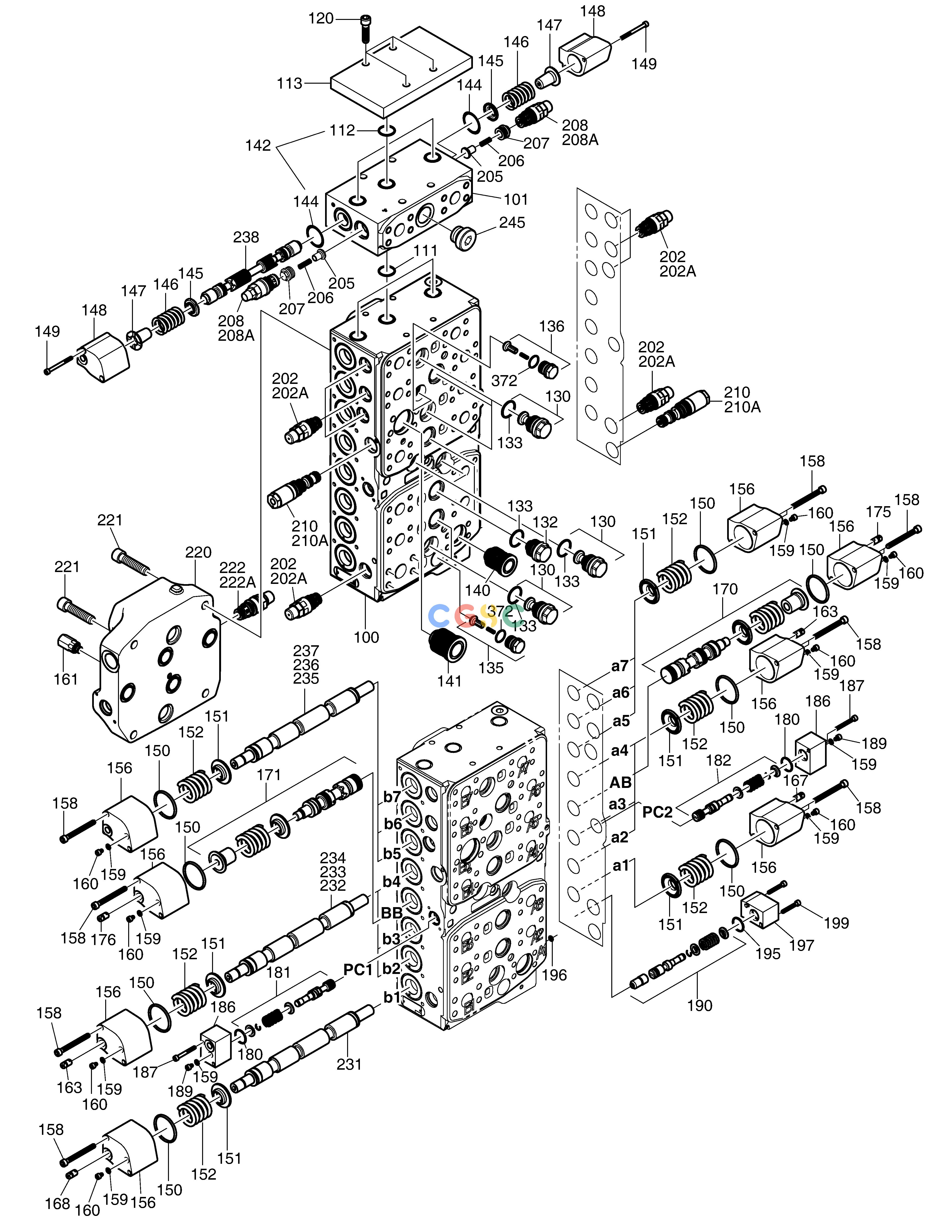 斗山零件查询CONTROL VALVE - ARTI.BOOM DX340LC-5 / DX350LC-5(S/N:10001~10049) Doosan parts catalog online
