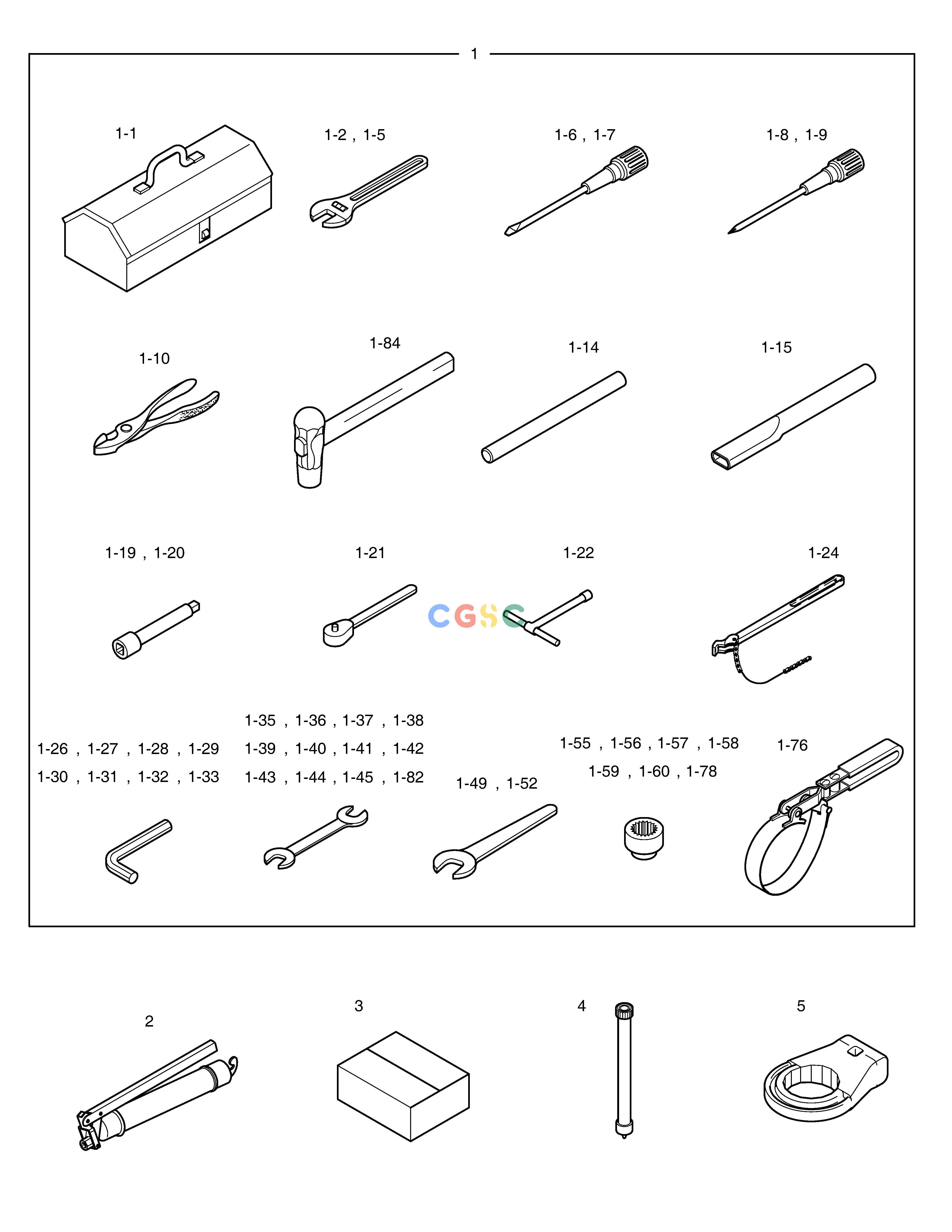 斗山零件查询TOOLS DX340LC-5 / DX350LC-5(S/N:10001~10049) Doosan parts catalog online